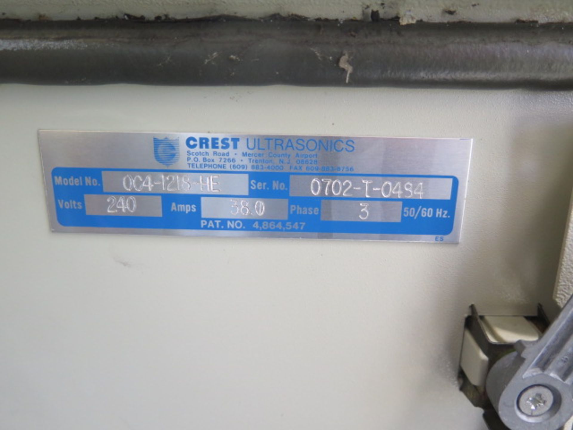 Crest Ultrasonic mdl. OC4-1218-HE 4-Station Ultrasonic Cleaning System s/n 0702-T-0484, SOLD AS IS - Image 10 of 10