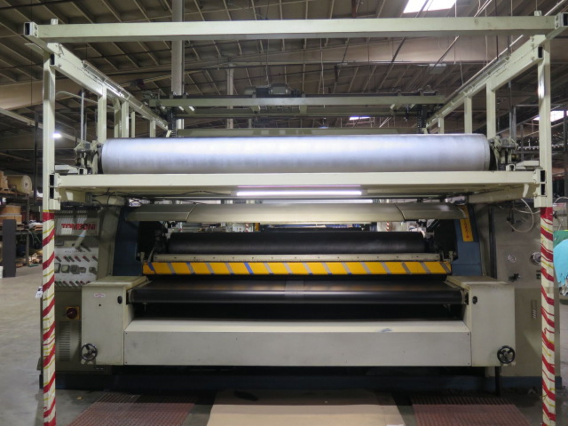 1996 Tomboni Turbigo 3-Meter Leather Feed Ironing and Roller Embossing Machine s/n 20071, SOLD AS IS