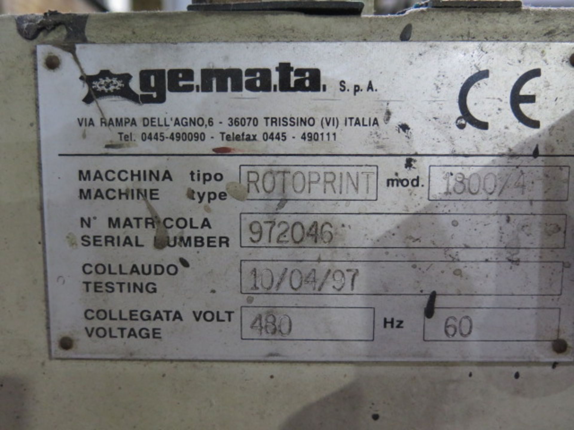 1997 Gemata “Rotoprint” 1800/4 75” Roller Coating Machine s/n 972046 (SOLD AS-IS - NO WARRANTY) - Image 14 of 14