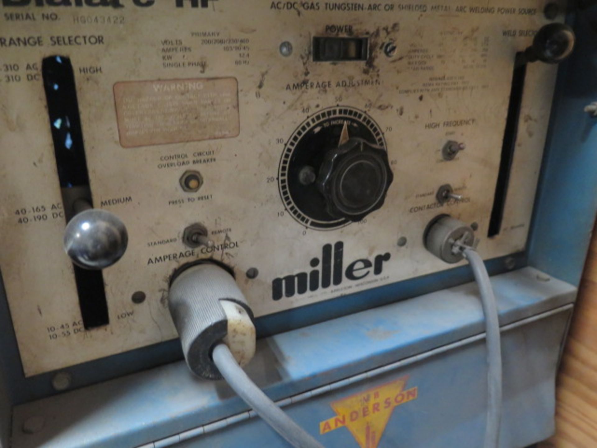 Miller Dialarc HF Arc Welding Power Source w/ ValuTIG Cooler (NO TANK) (SOLD AS-IS - NO WARRANTY) - Image 9 of 9