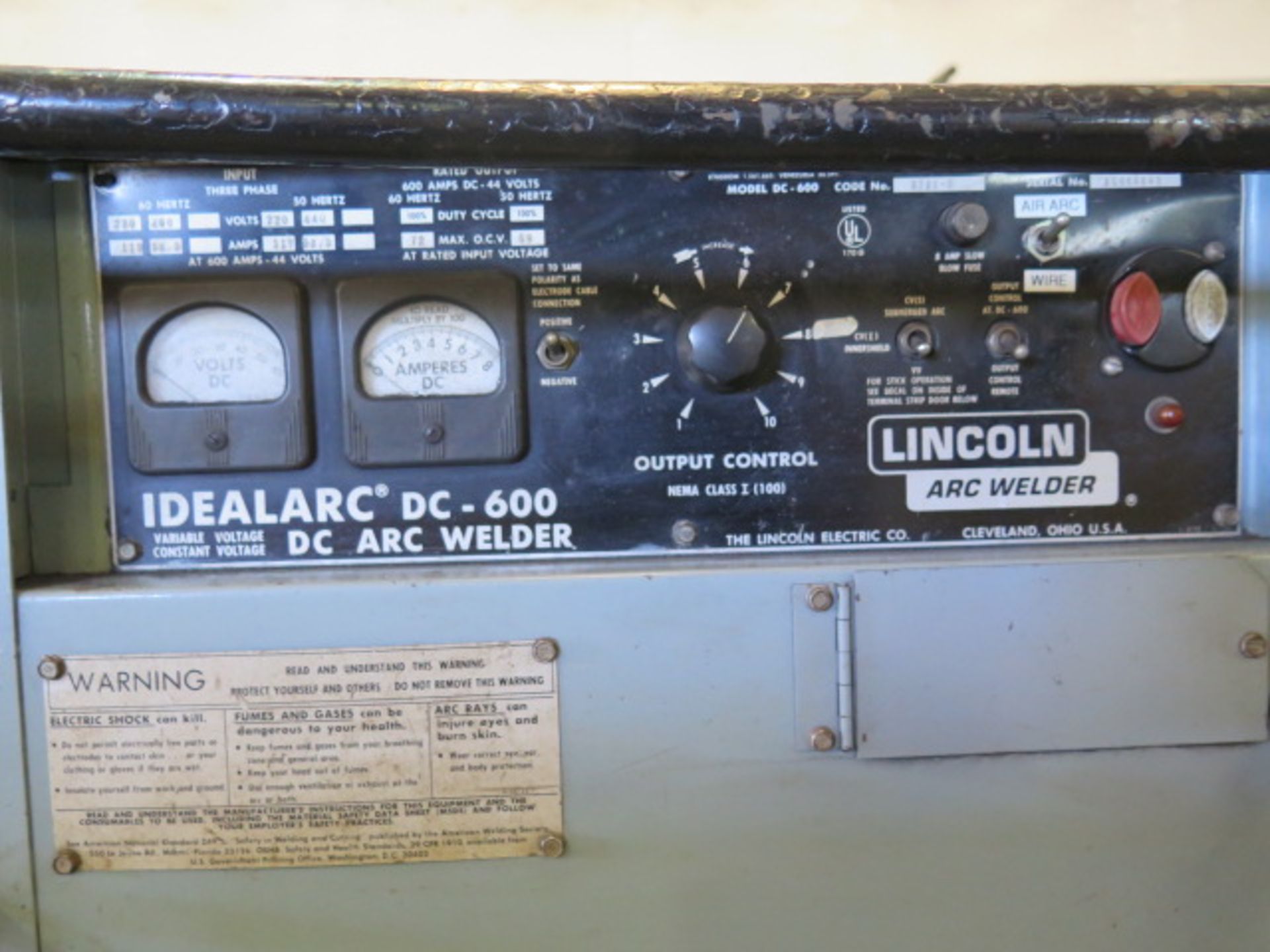 Lincoln Idealarc DC-600 VV-CV DC Arc Welding Power Source (SOLD AS-IS - NO WARRANTY) - Image 6 of 7