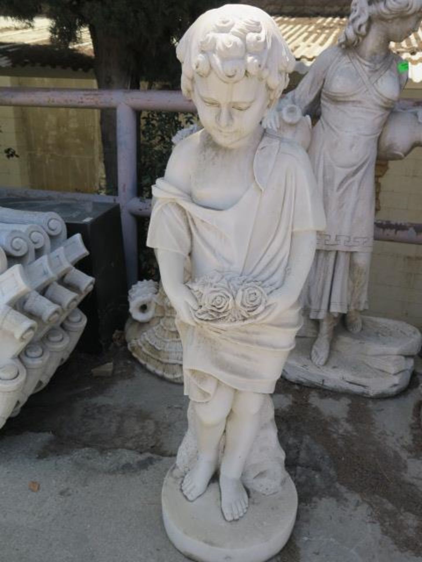 Marble ""Child with Flowers"" Statue (SOLD AS-IS - NO WARRANTY)