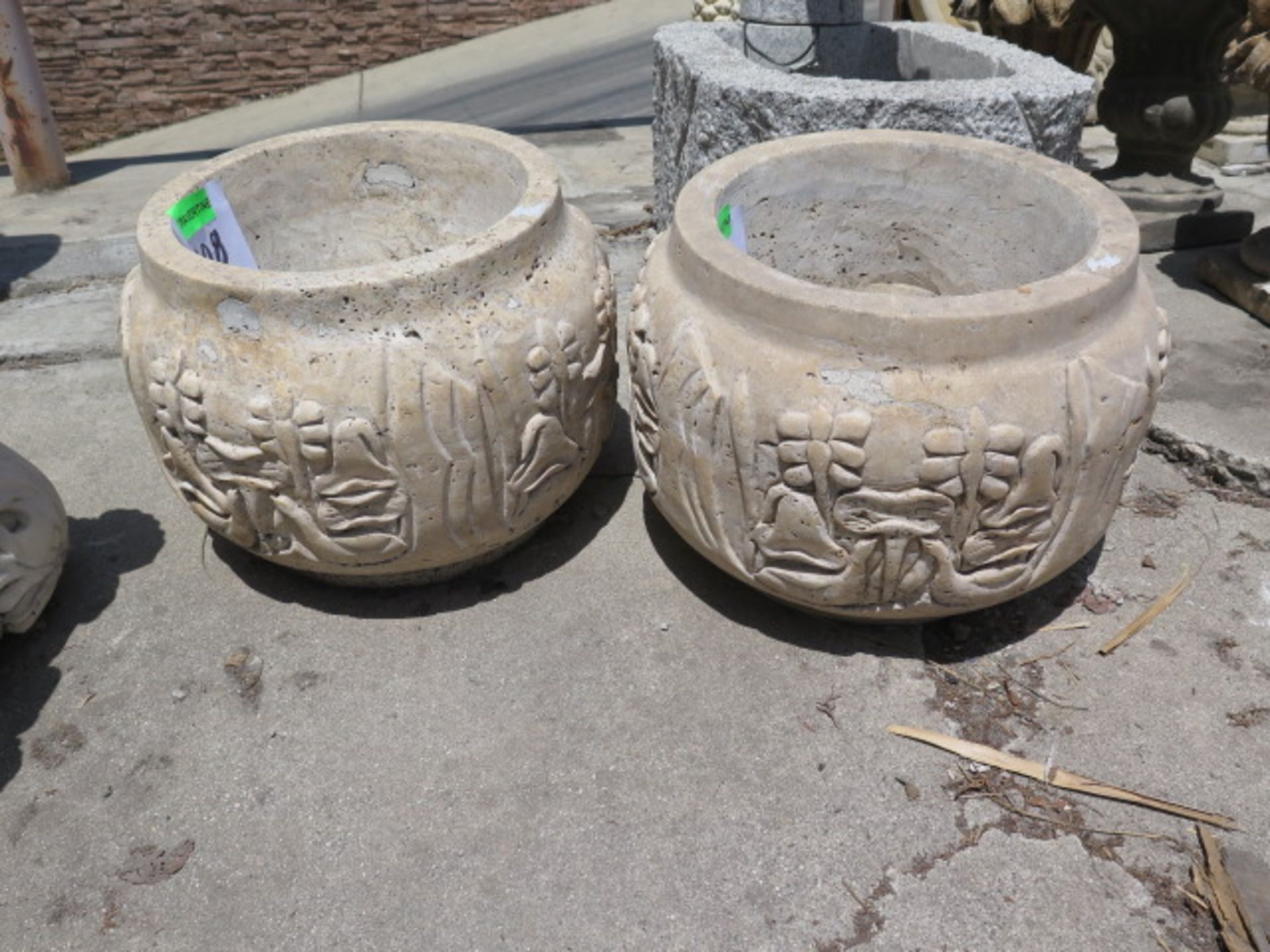 Travertine Planter Pots (2) (SOLD AS-IS - NO WARRANTY)