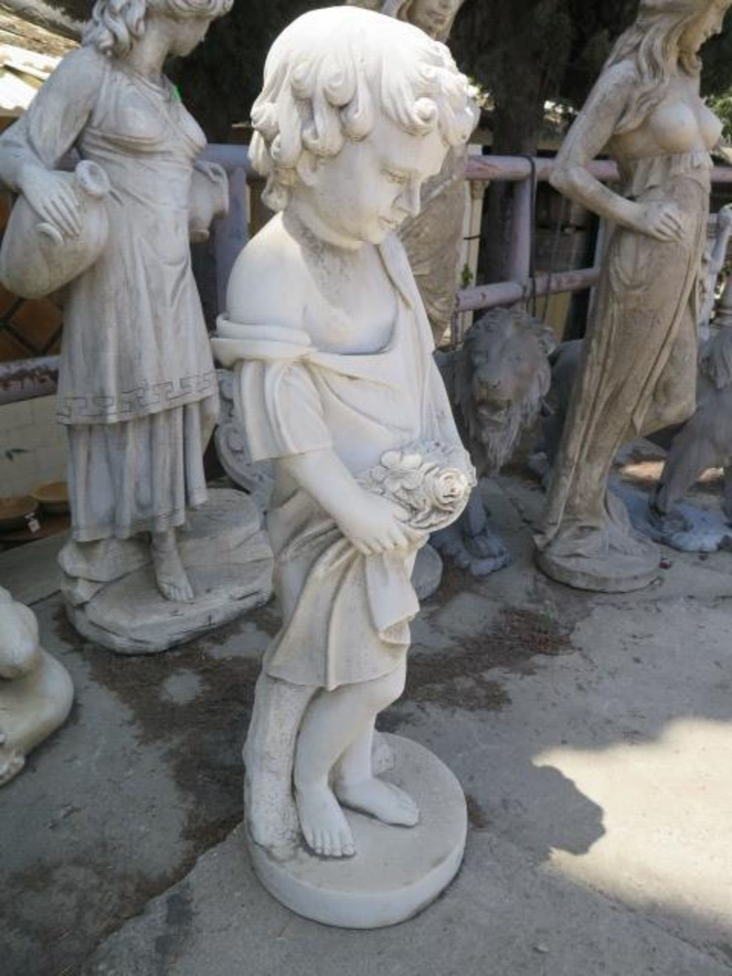 Marble ""Child with Flowers"" Statue (SOLD AS-IS - NO WARRANTY) - Image 3 of 6