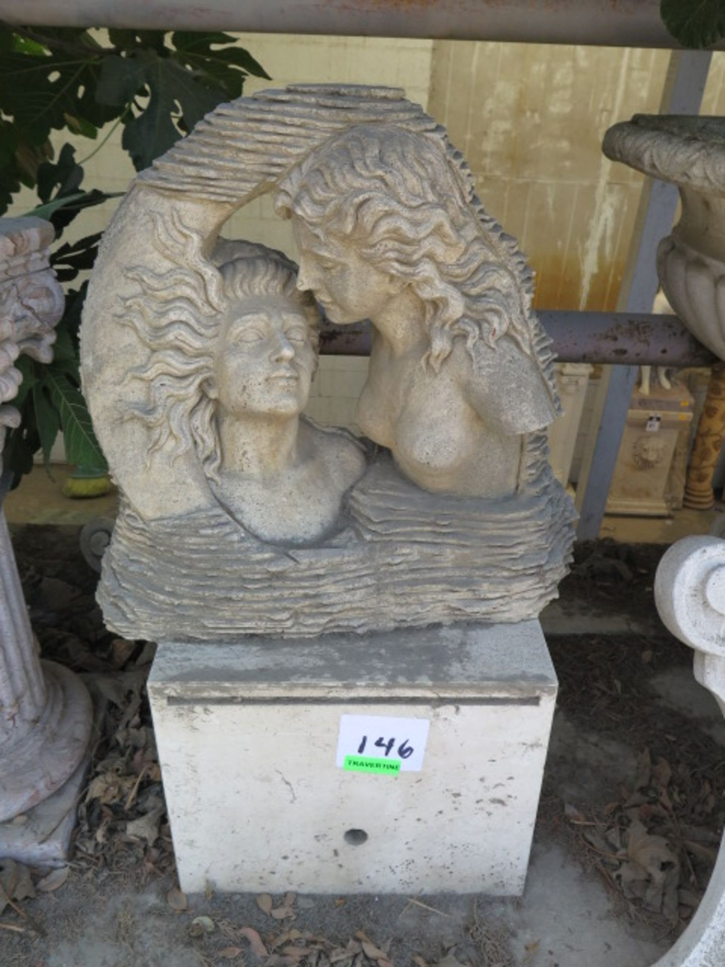 Travertine ""Two Women"" Statue w/ Base (SOLD AS-IS - NO WARRANTY)