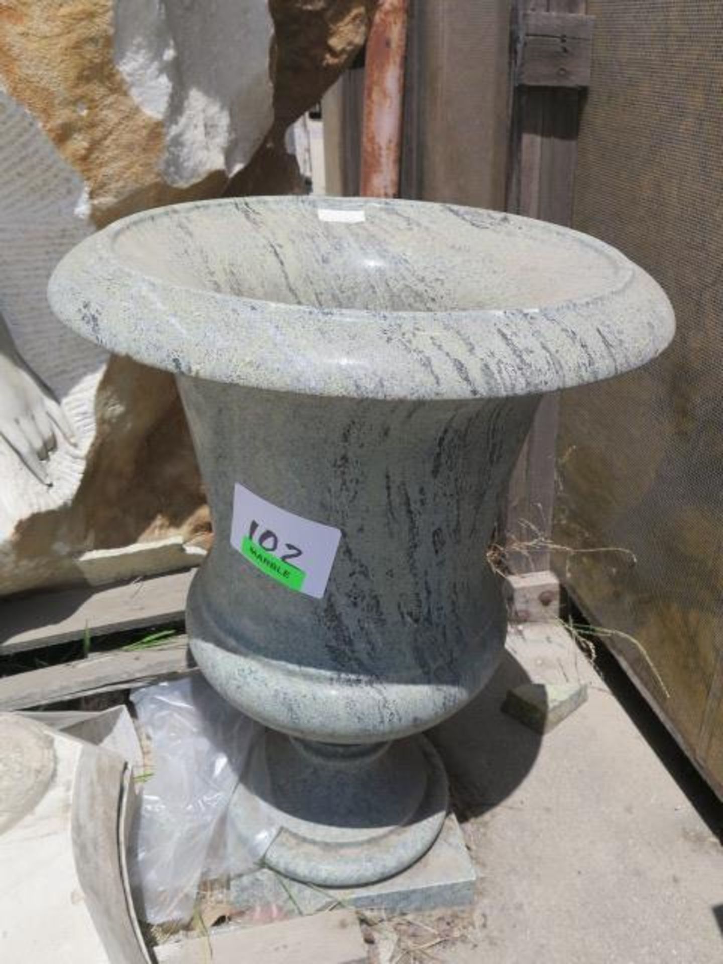 Marble Urn and (2) Travertine Pedestal Bases (SOLD AS-IS - NO WARRANTY) - Image 2 of 8