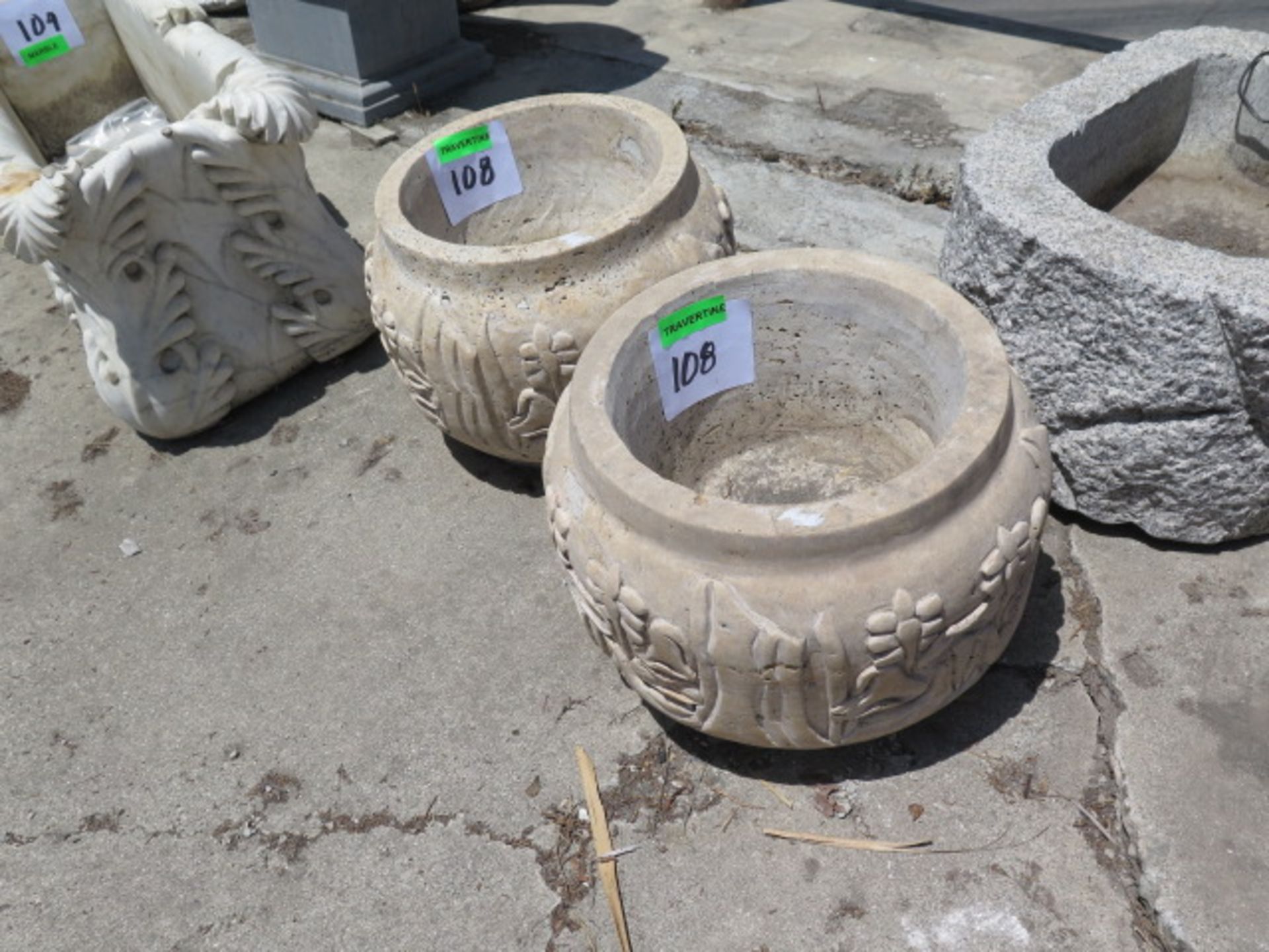 Travertine Planter Pots (2) (SOLD AS-IS - NO WARRANTY) - Image 2 of 6