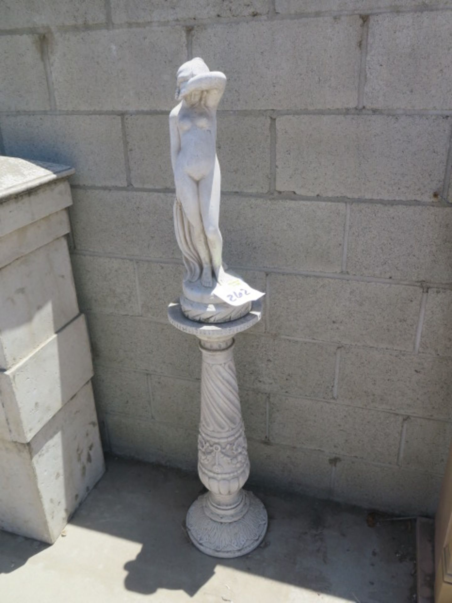 Manmade Stone ""Nude Woman"" Statue w/ Pedestal and Mail Box and Corner Planter(SOLD AS-IS - NO WARR