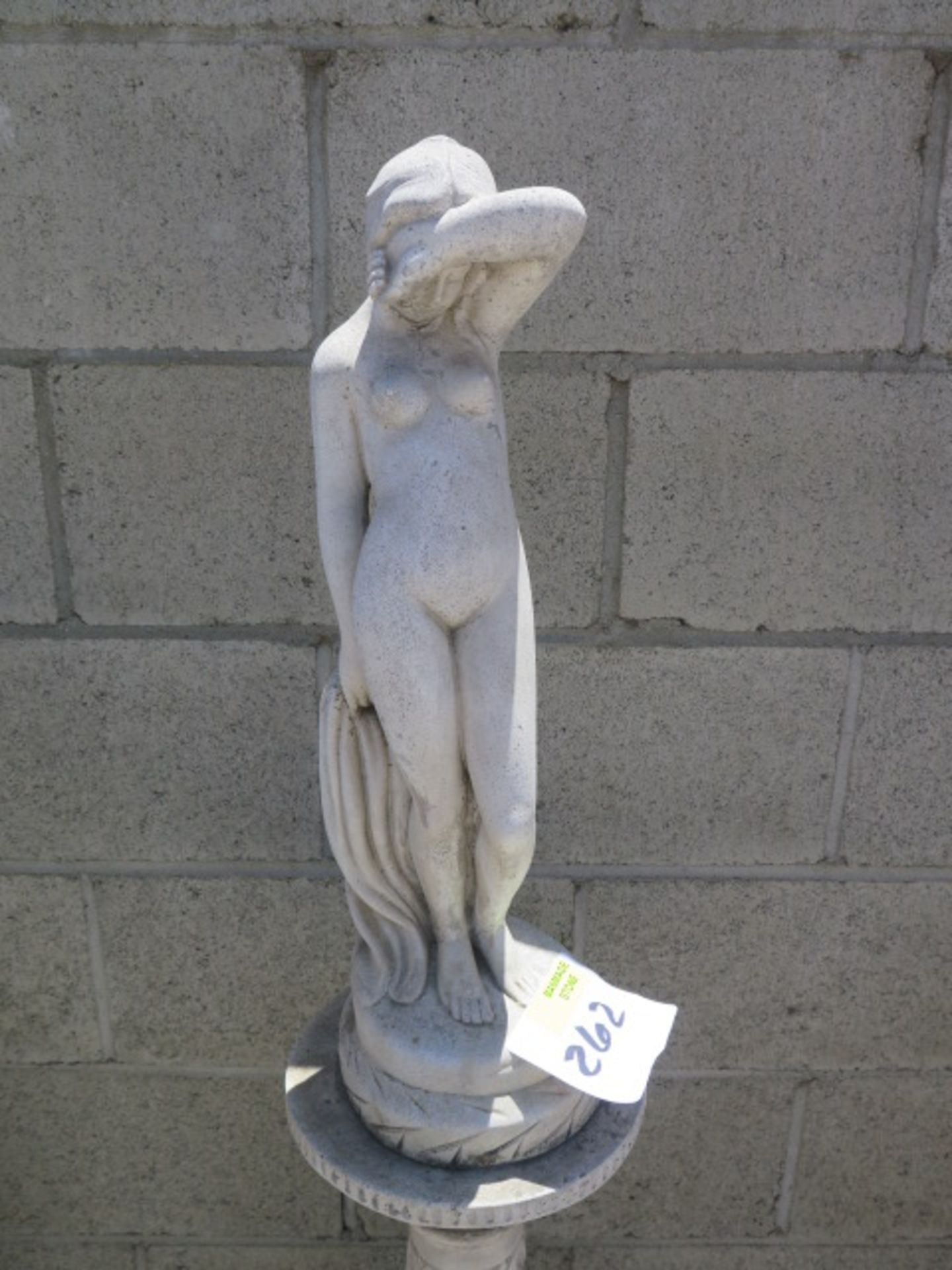 Manmade Stone ""Nude Woman"" Statue w/ Pedestal and Mail Box and Corner Planter(SOLD AS-IS - NO WARR - Image 3 of 10
