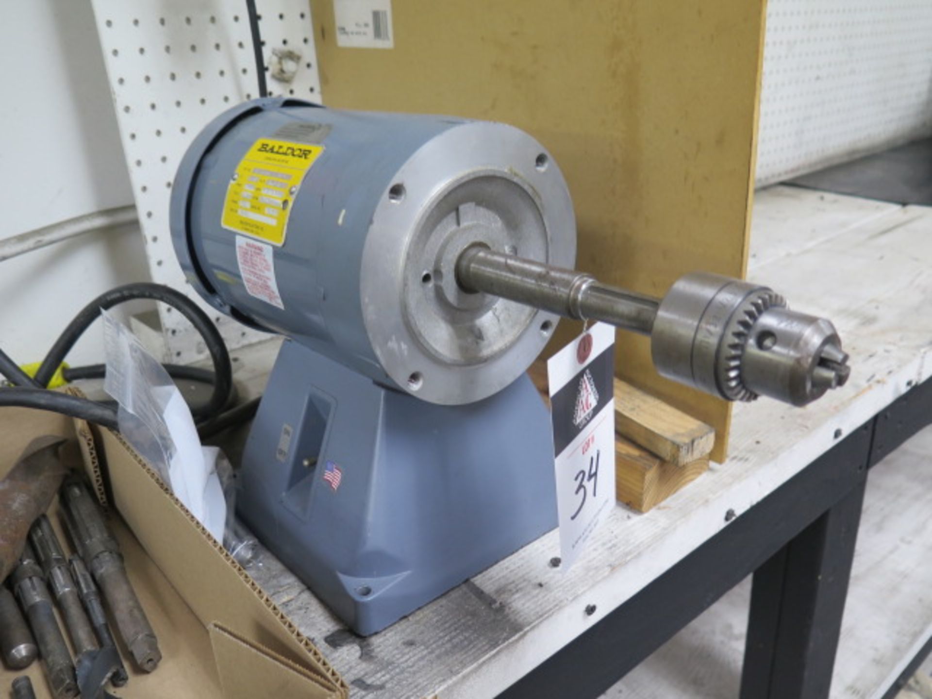 Baldor 1.5Hp Motor w/ Drill Chuck (SOLD AS-IS - NO WARRANTY)