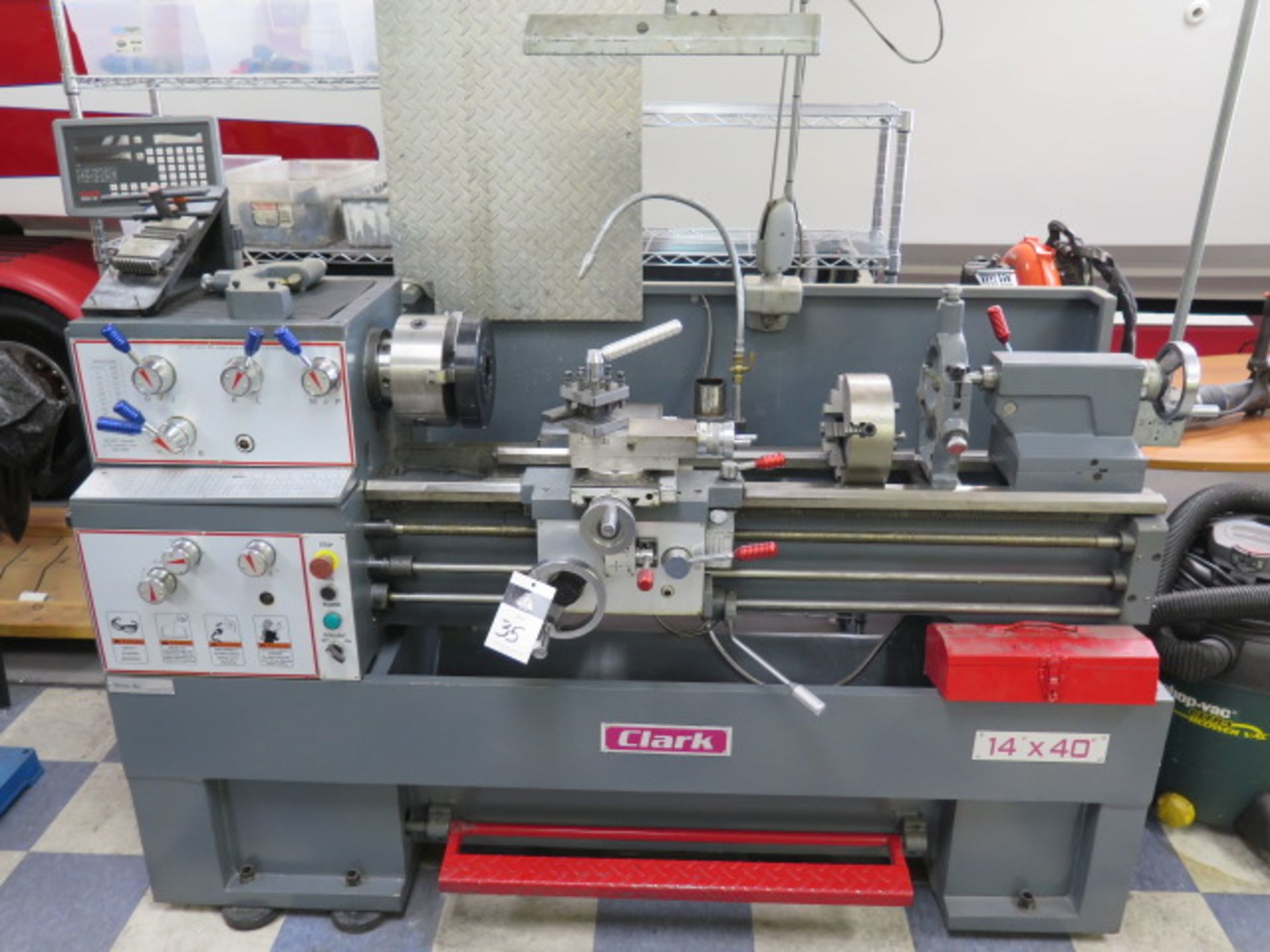 2012 Clark 1440 14” x 40” Geared Head Gap Bed Lathe s/n 12540 w/ Sino SDS6-2V Prog DRO, SOLD AS IS