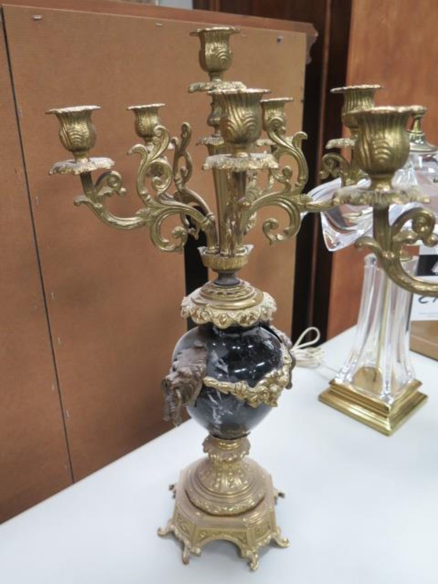 Brass and Marble Candelabras (2) (SOLD AS-IS - NO WARRANTY) - Image 2 of 9