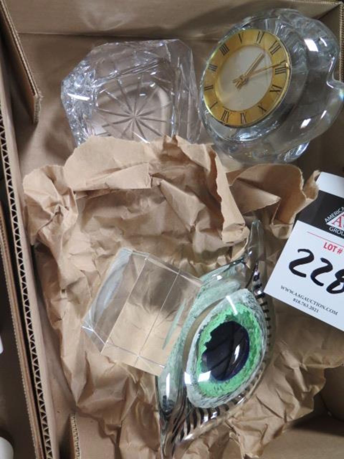 CH Hour (France) Glass Clock, Glass "Eye" and Cut Glass Dish (SOLD AS-IS - NO WARRANTY) - Image 2 of 4