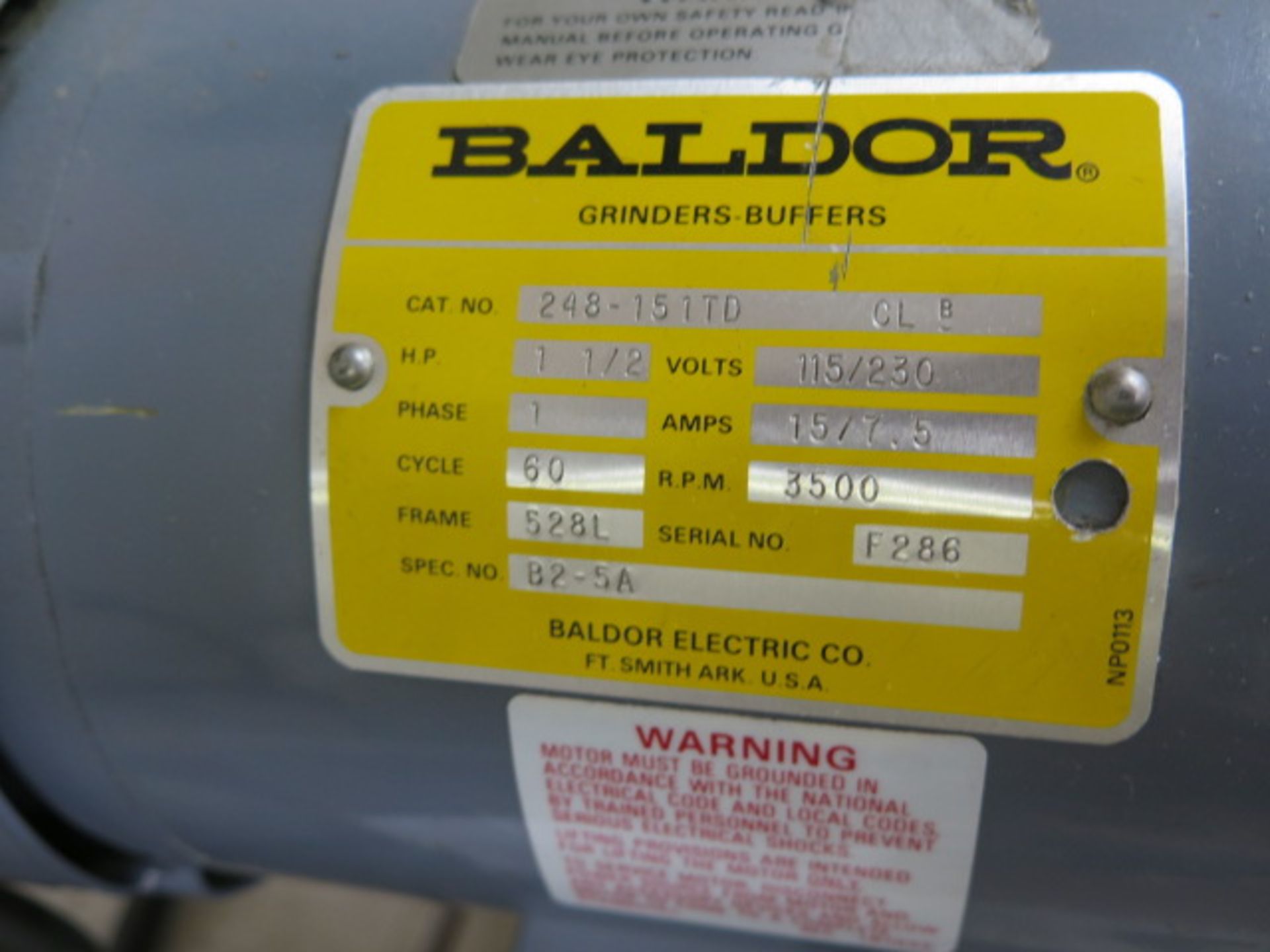 Baldor 1.5Hp Motor w/ Drill Chuck (SOLD AS-IS - NO WARRANTY) - Image 8 of 8