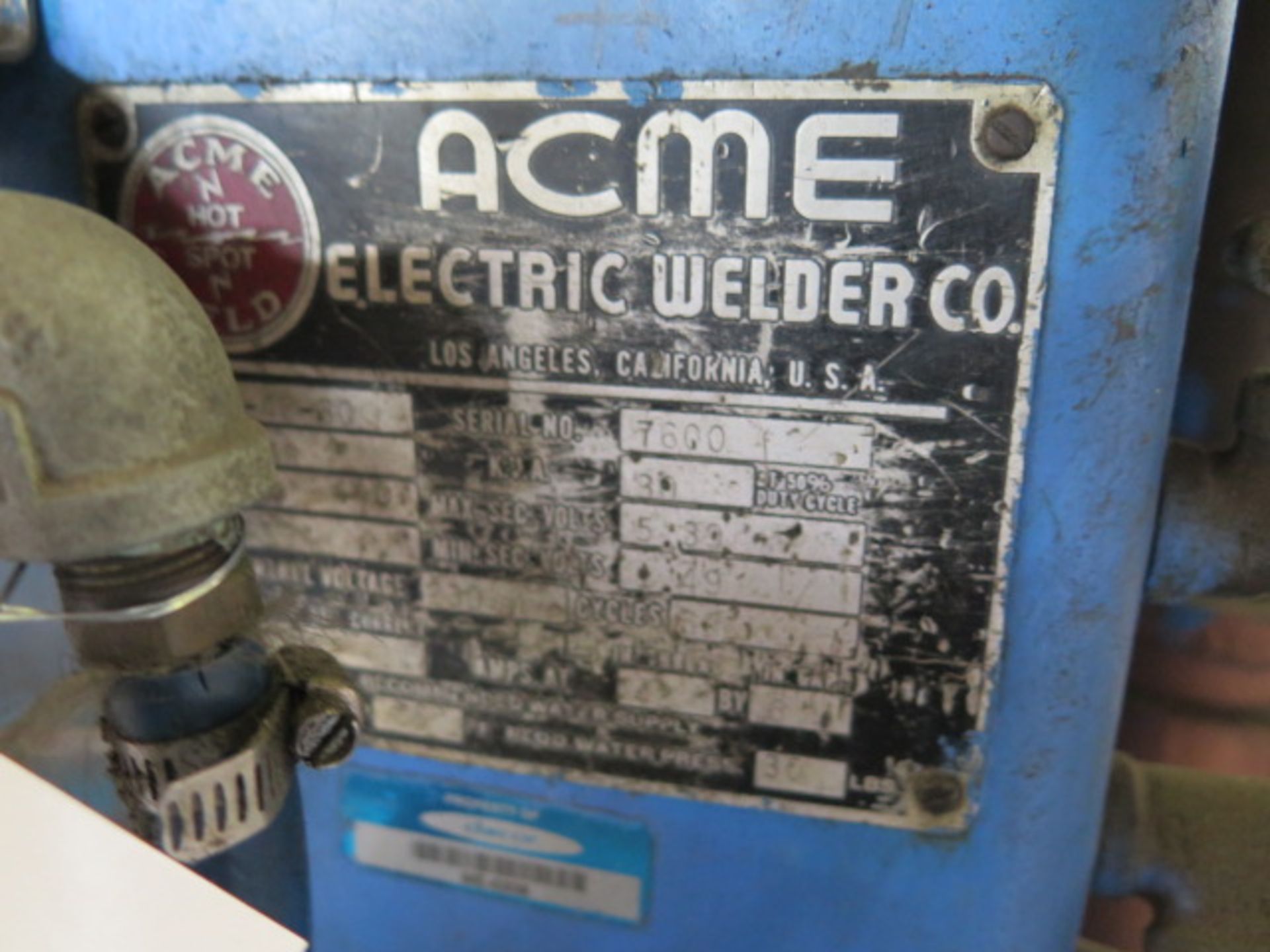 Acme Type 2-24-30 30kVA Spot Welder s/n 7600 w/ iii Resistance Welding Controls (SOLD AS-IS - NO WA - Image 11 of 11