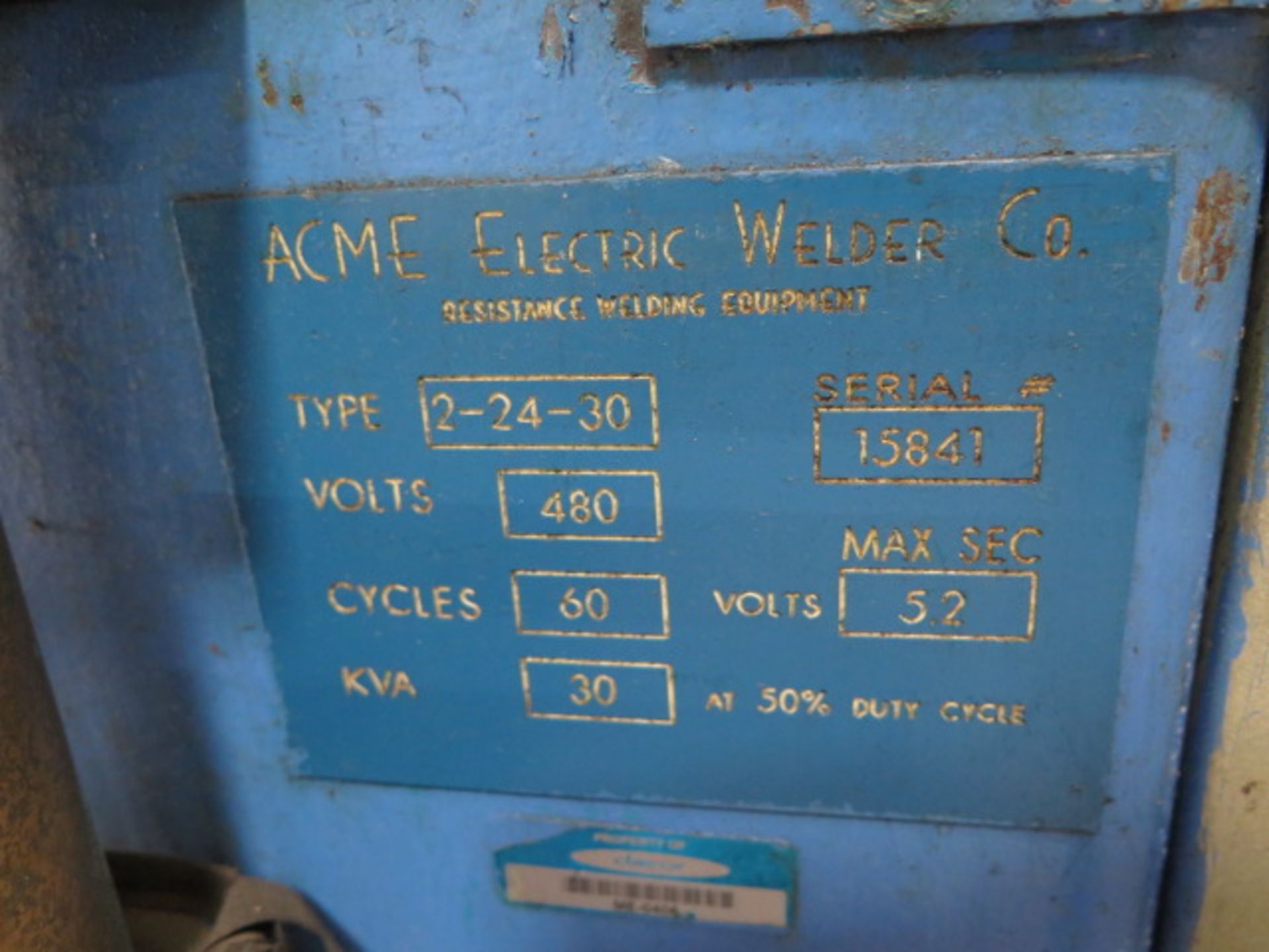 Acme Type 2-24-30 30kVA Spot Welder s/n 15841 w/ iii Resistance Welding Controls (SOLD AS-IS - NO WA - Image 11 of 11