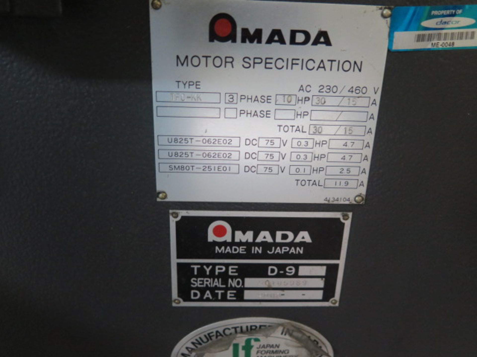 Amada RG-100 100-Ton x 10' CNC Press Brake s/n 105989 w/ Amada NC9-EX II, 118.1" Bed, SOLD AS IS - Image 17 of 17