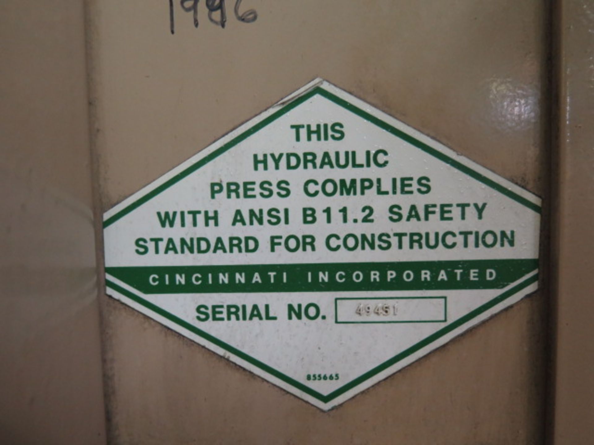 Cincinnati 250 250-Ton OBS Stamping Press s/n 49451 w/ Cinc Controls, 12" Stroke, SOLD AS IS - Image 19 of 20