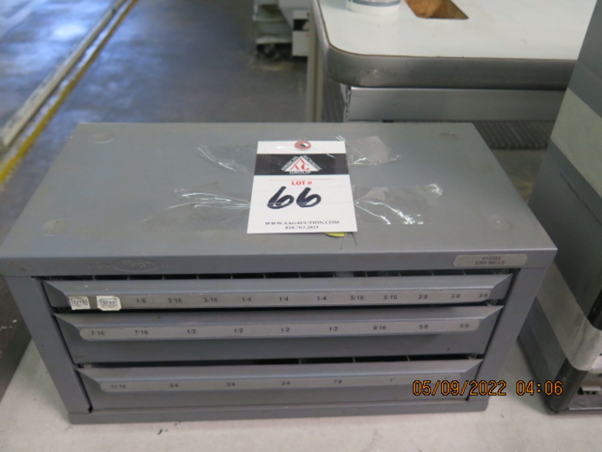 Huot Endmill Cabinet w/ Carbide Endmills (SOLD AS-IS - NO WARRANTY)