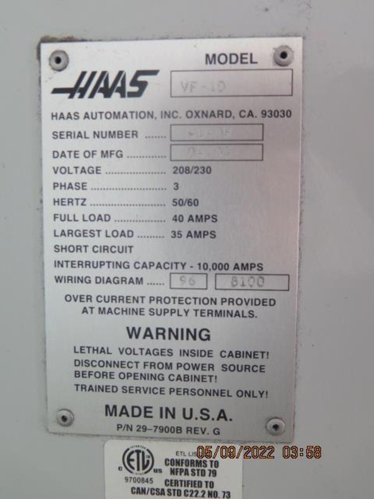 2005 Haas VF-1D CNC VMC s/n 41409 w/ Haas Controls, Hand Wheel, 24-Station ATC, SOLD AS IS - Image 16 of 16