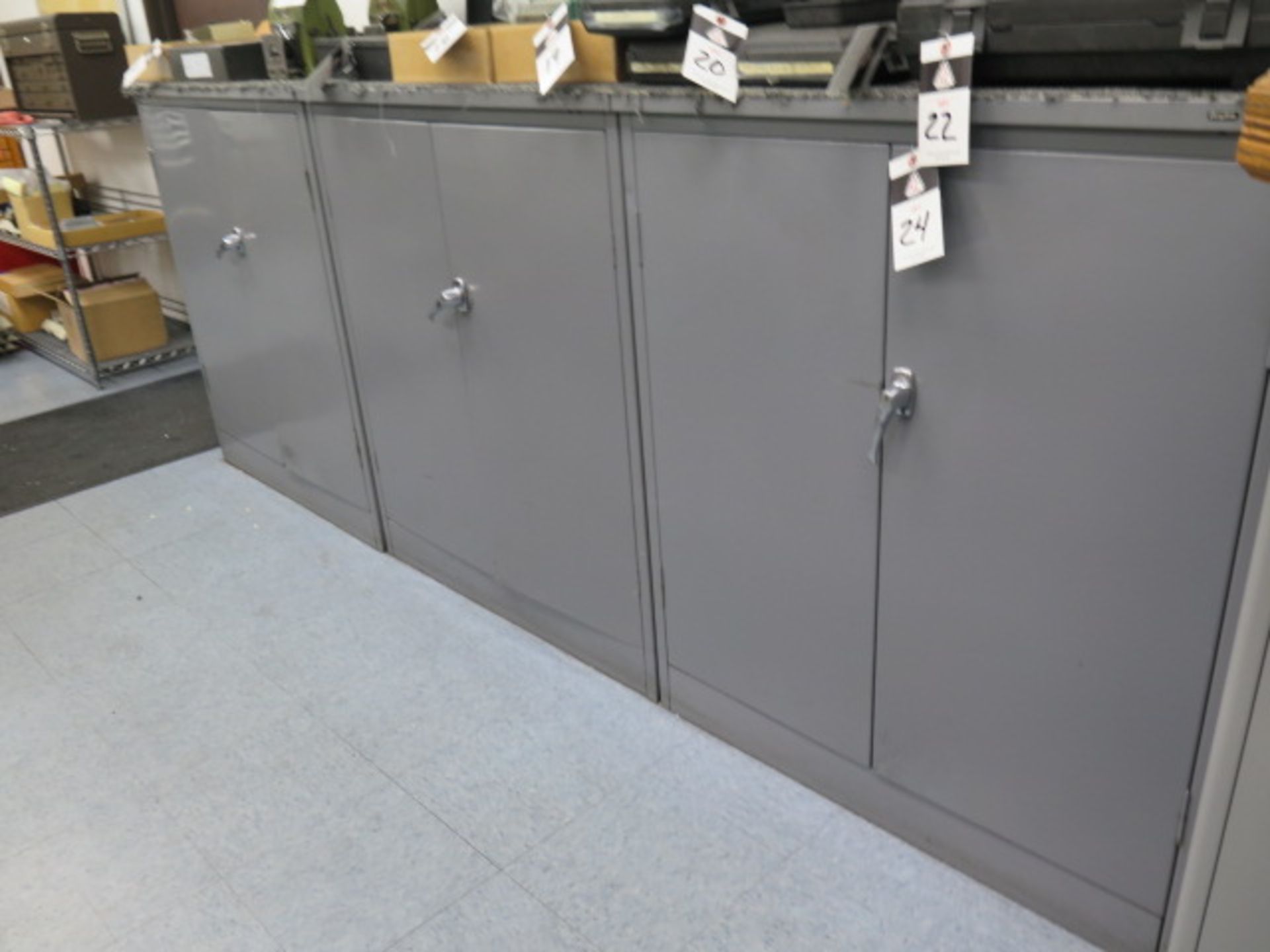 Storage Cabinets (3) w/ Misc (SOLD AS-IS - NO WARRANTY)