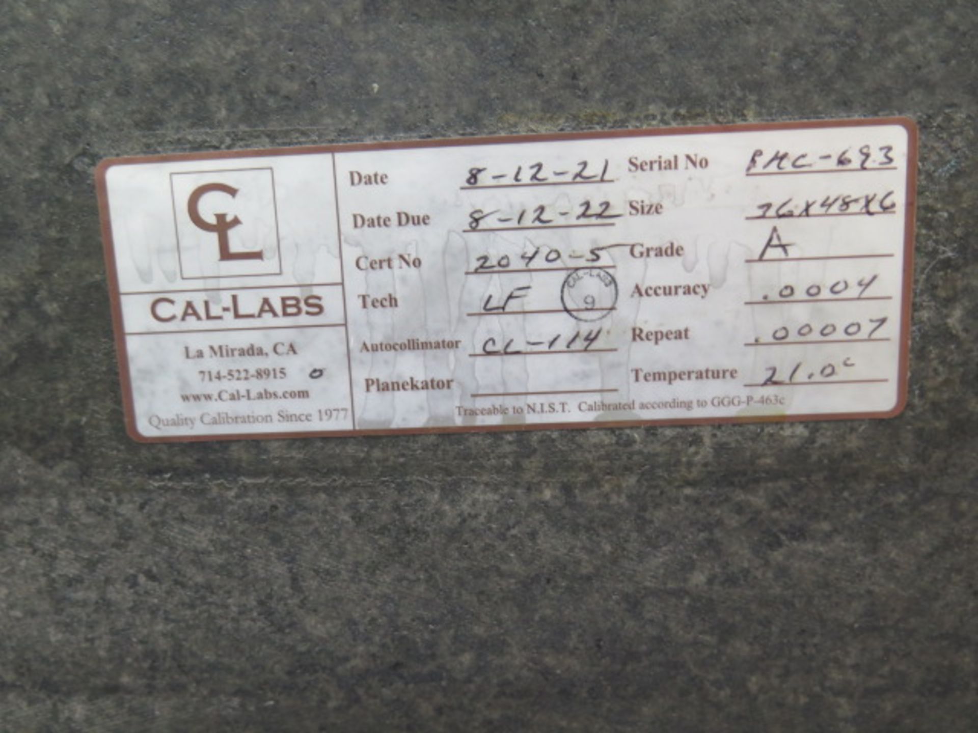 36" x 48" x 6 1/2" Granite Surface Plate w/ Roll Stand (SOLD AS-IS - NO WARRANTY) - Image 4 of 4