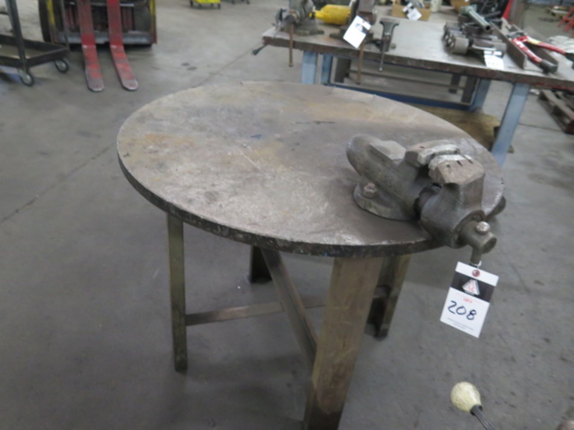 Wilton 4" Bench Vise w/ 41" Diameter x 1 1/4" Steel Table (SOLD AS-IS - NO WARRANTY) - Image 2 of 4
