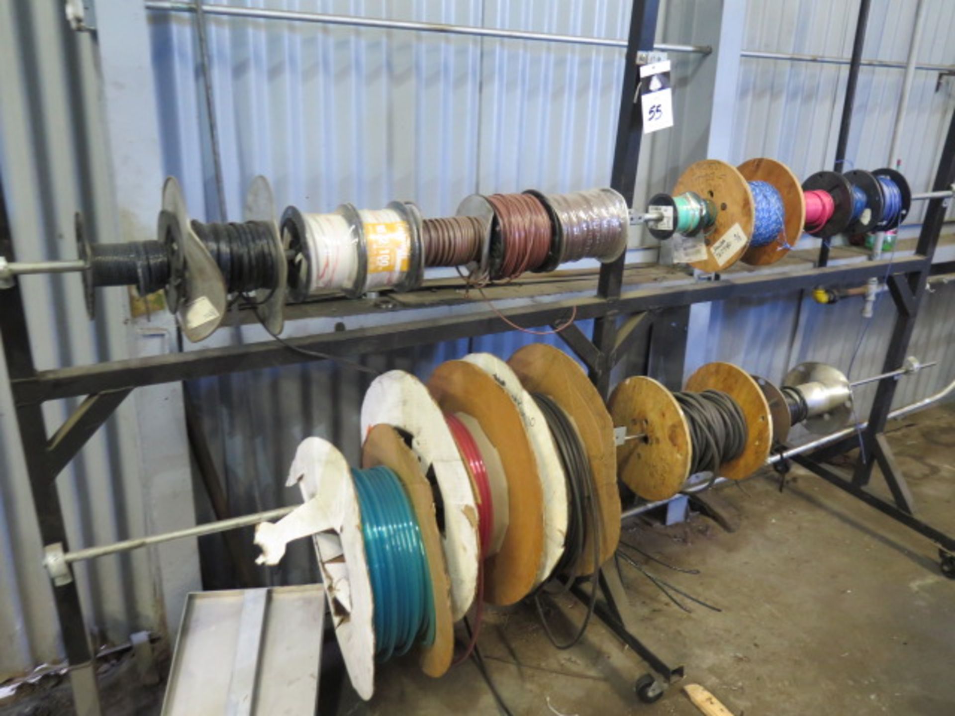 Rolling Wire Spool Racks (2) w/ Misc Electrical Wire and Tubing (SOLD AS-IS - NO WARRANTY) - Image 2 of 7