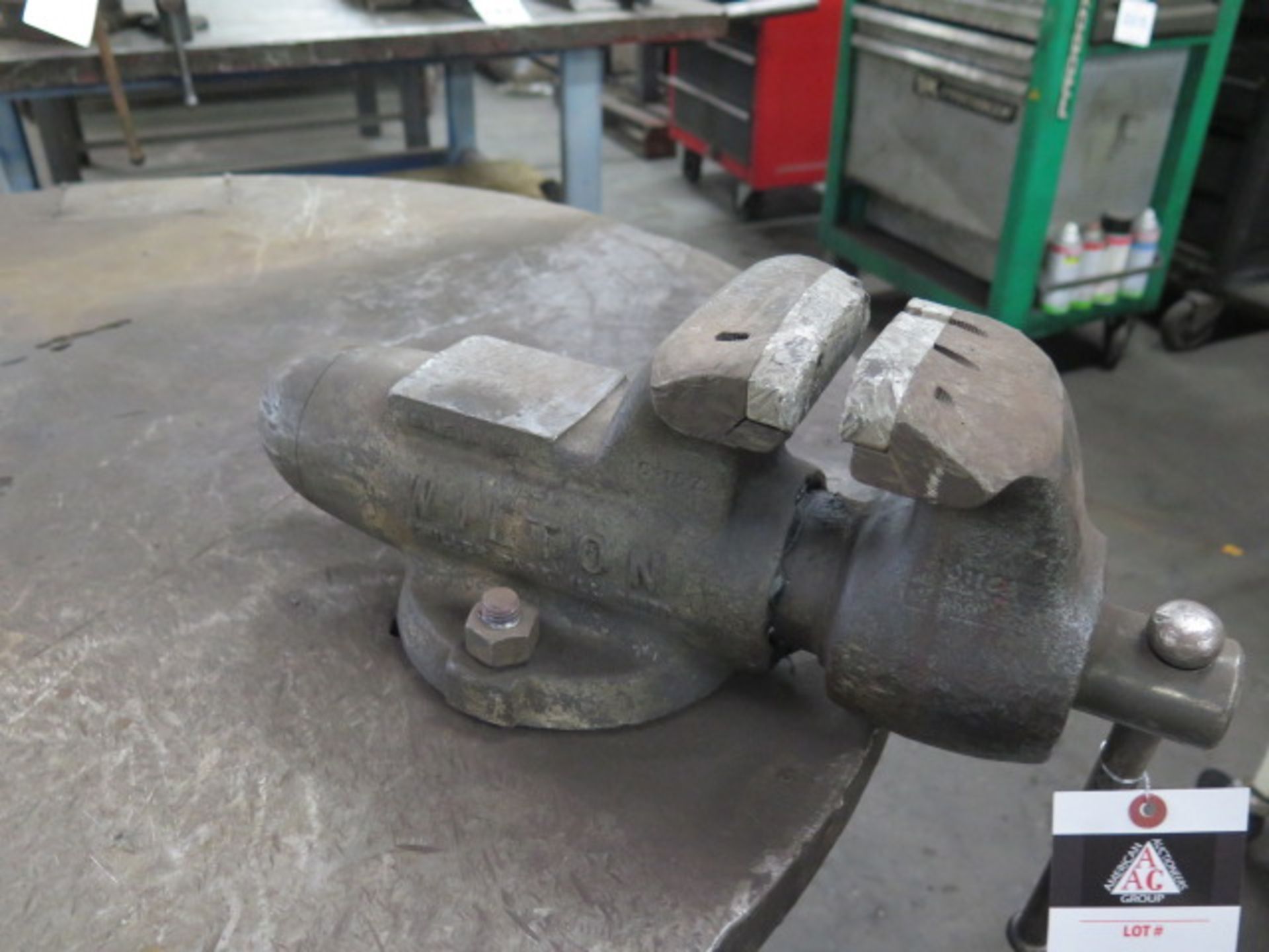 Wilton 4" Bench Vise w/ 41" Diameter x 1 1/4" Steel Table (SOLD AS-IS - NO WARRANTY) - Image 3 of 4