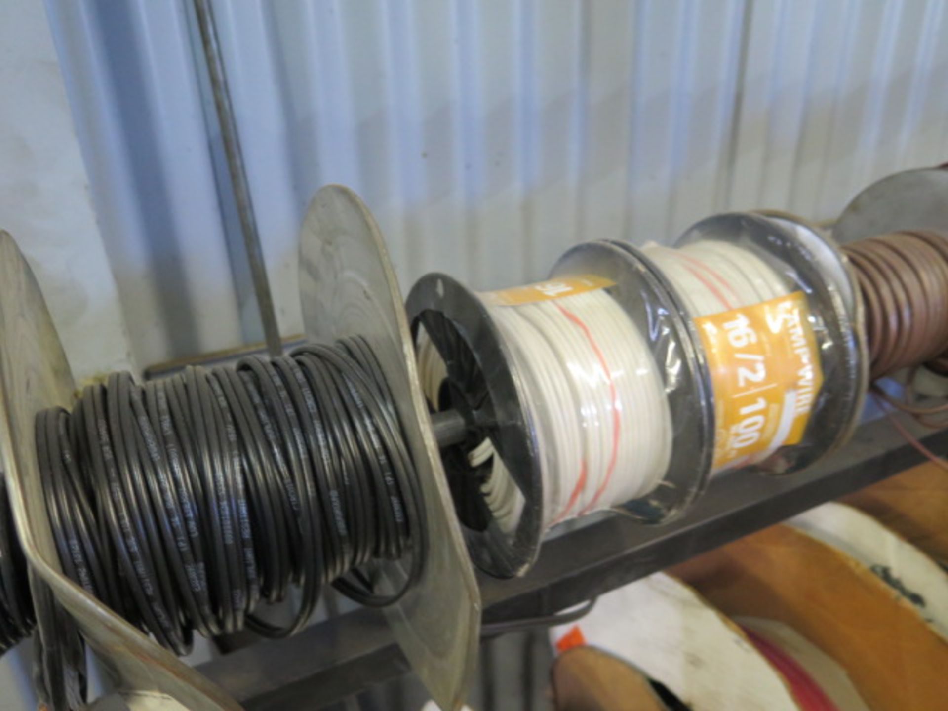 Rolling Wire Spool Racks (2) w/ Misc Electrical Wire and Tubing (SOLD AS-IS - NO WARRANTY) - Image 3 of 7