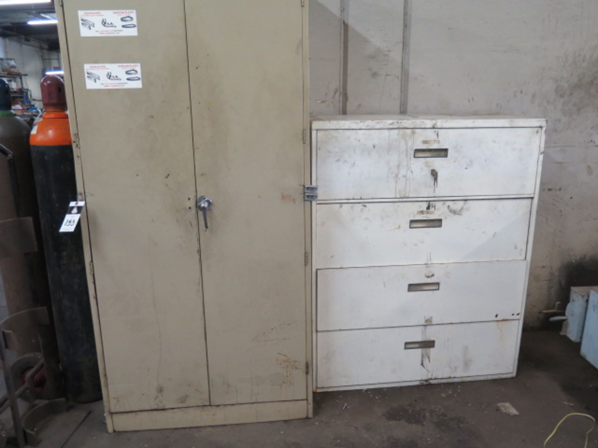 Storage Cabinet and File Cabinet w/ Misc (SOLD AS-IS - NO WARRANTY)