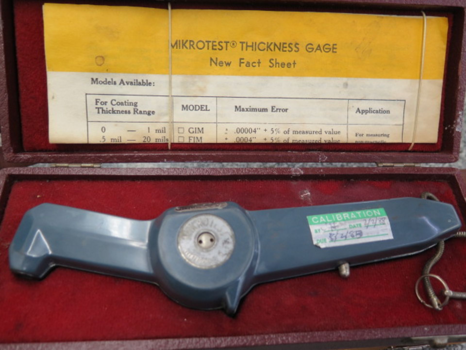 Mikrotest Thickness Gage and (2) Precision Protractors (SOLD AS-IS - NO WARRANTY) - Image 2 of 6