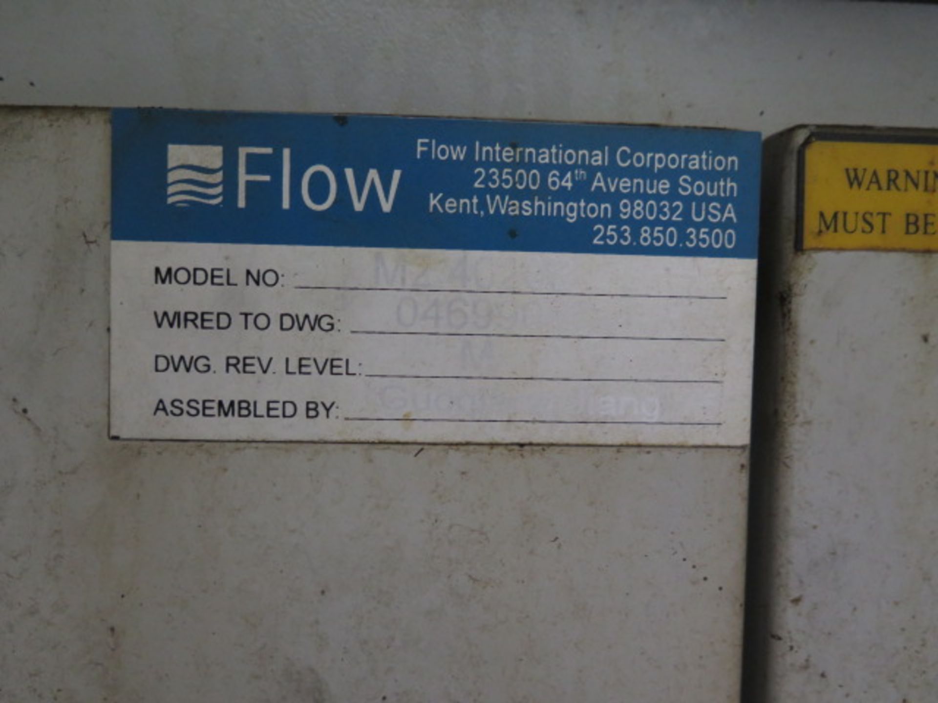2014 Flow Mach-2 4020b CNC Waterjet Contour Machine s/n 140027 w/ Flow Controls, SOLD AS IS - Image 16 of 22