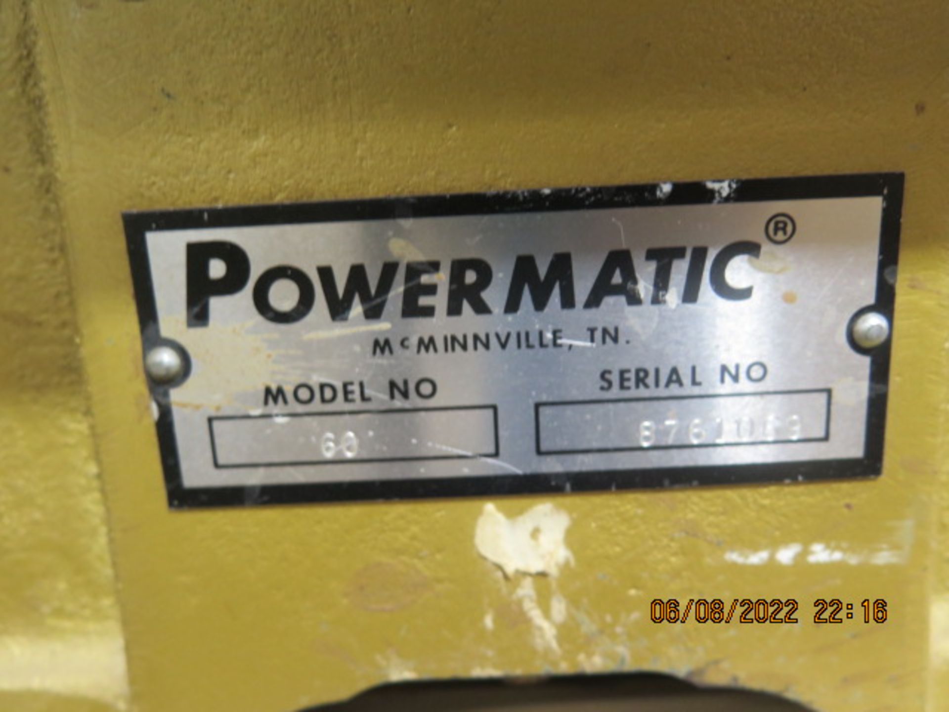Powermatic mdl. 60 8” Jointer s/n 8761069 (SOLD AS-IS - NO WARRANTY) - Image 7 of 7