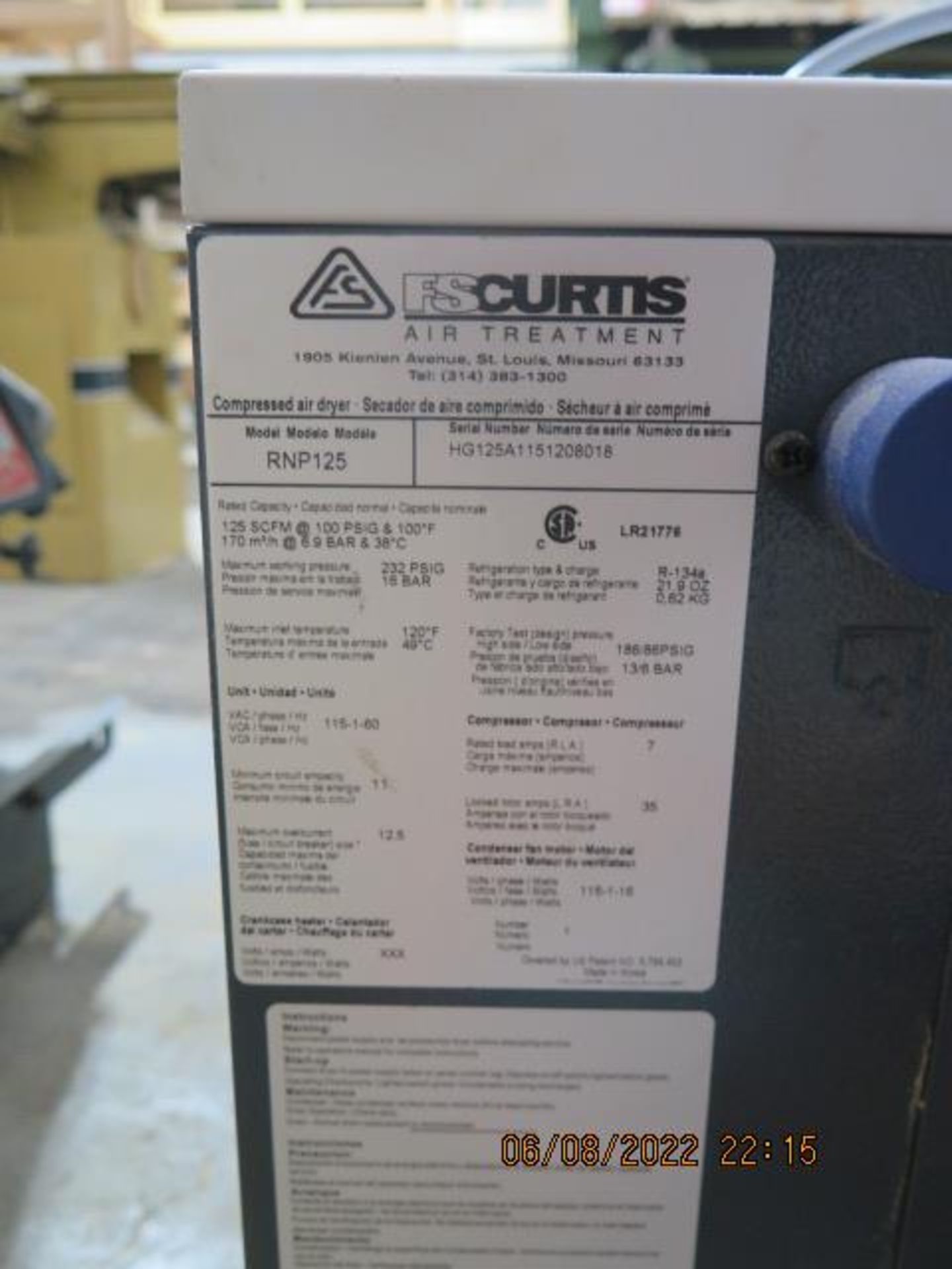 FS Curtis RNP125 Air Treatment System s/n HG125A1151208018 (SOLD AS-IS - NO WARRANTY) - Image 6 of 6