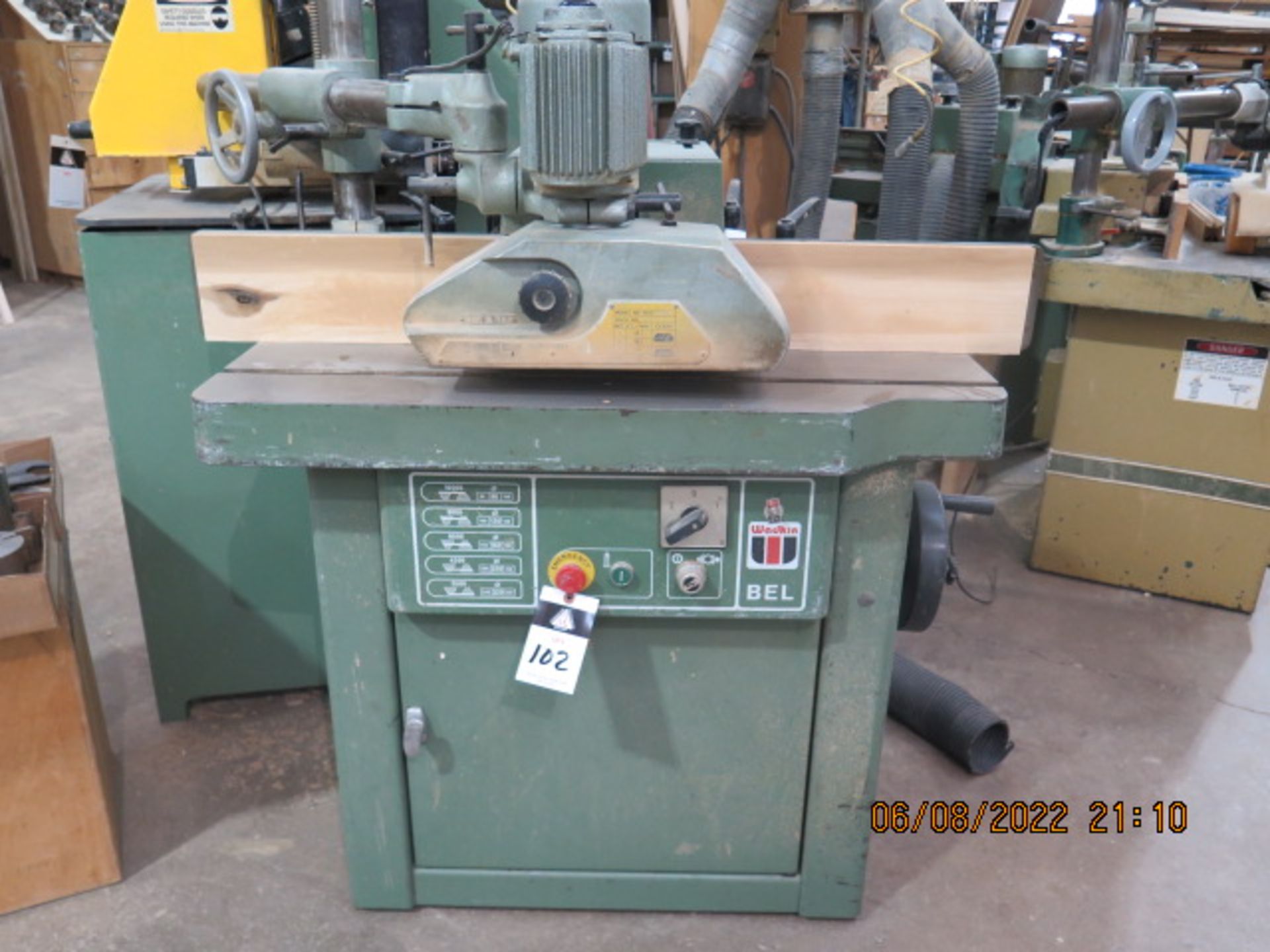 Wadkin BEL Spindle Shaper s/n 927 w/ 3000-10,000 RPM, HolzHer 3-Roll Power Feeder (SOLD AS-IS - NO