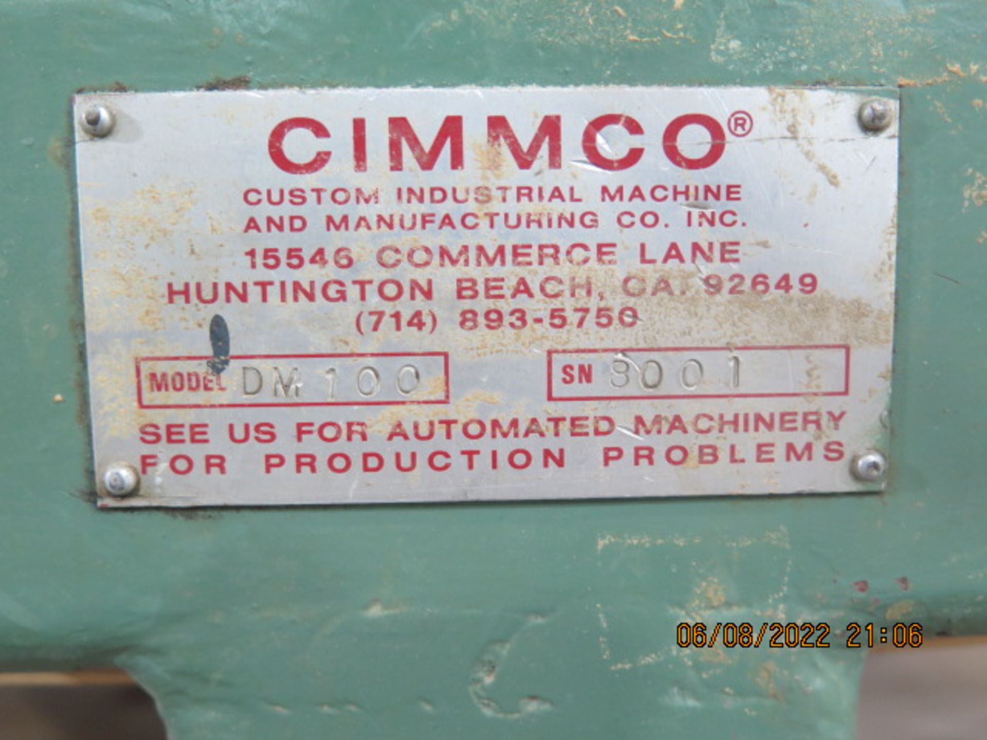 Cimmco DM100 Miter-Cut Saw s/n 8001 w/ Pneumatic Clamping and Feed, Fence System, SOLD AS IS - Image 10 of 10