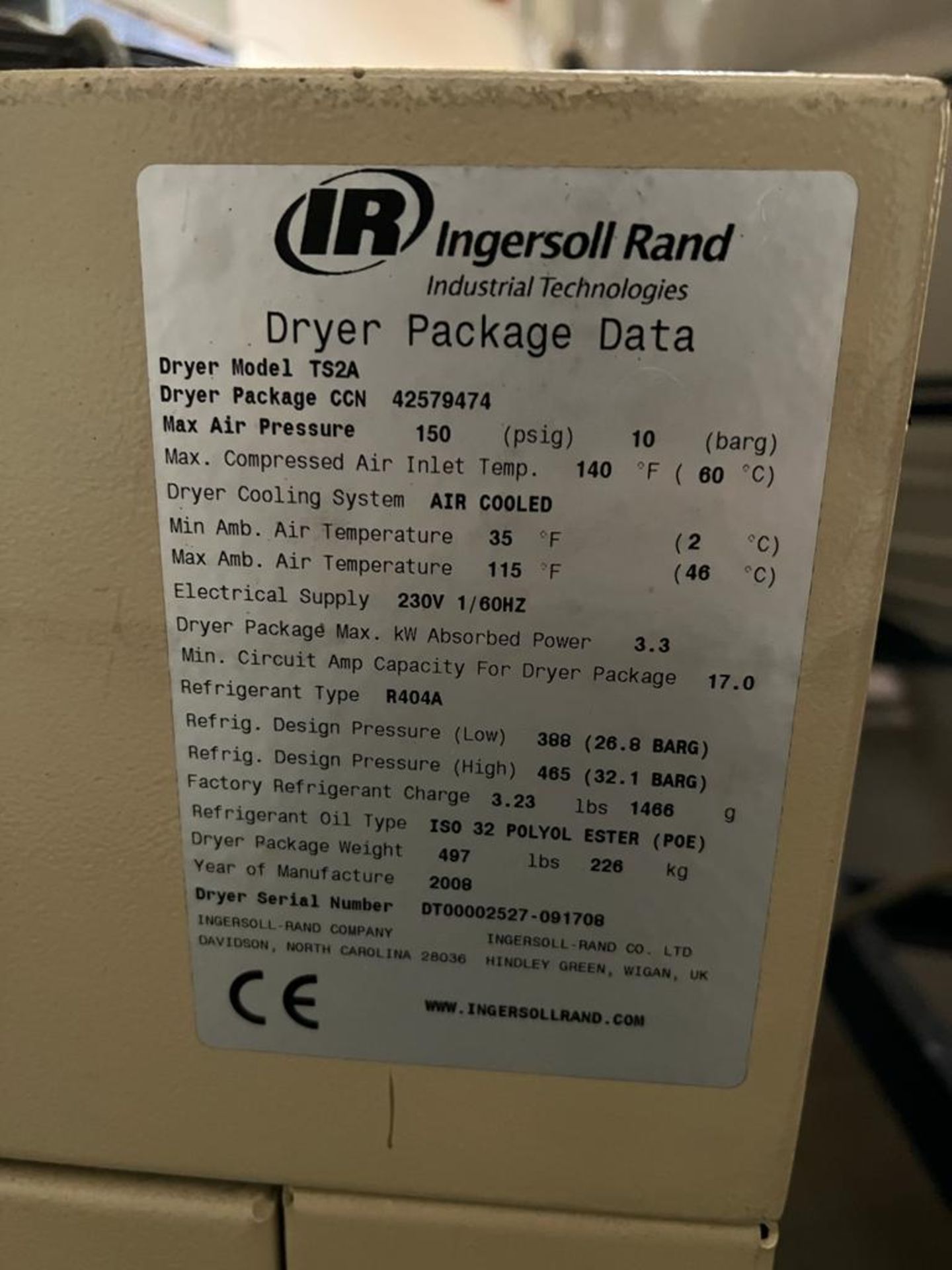 IR MODEL TS2A AIR DRYER FOR AIR COMPRESSOR. (SOLD AS-IS - NO WARRANTY) - Image 3 of 3