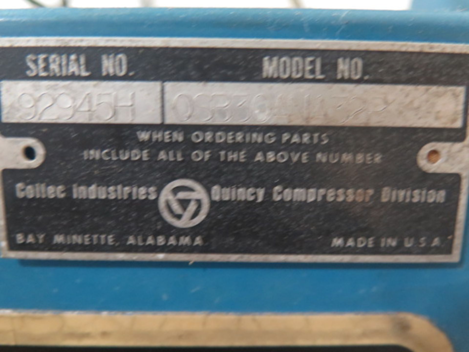 Quincy QSB30ANA32D 30Hp Rotary Air Compressor s/n 92945H (SOLD AS-IS - NO WARRANTY) - Image 12 of 12