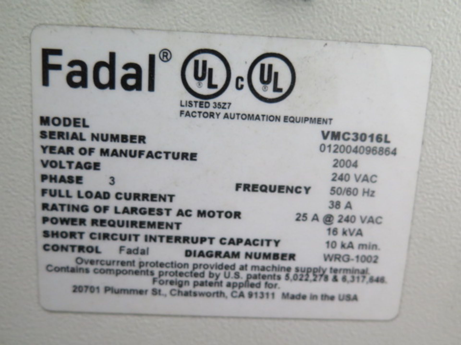 2004 Fadal VMC 3016L CNC VMC s/n 012004096864 w/ Fadal Multi Processor CNC, SOLD AS IS - Image 14 of 14