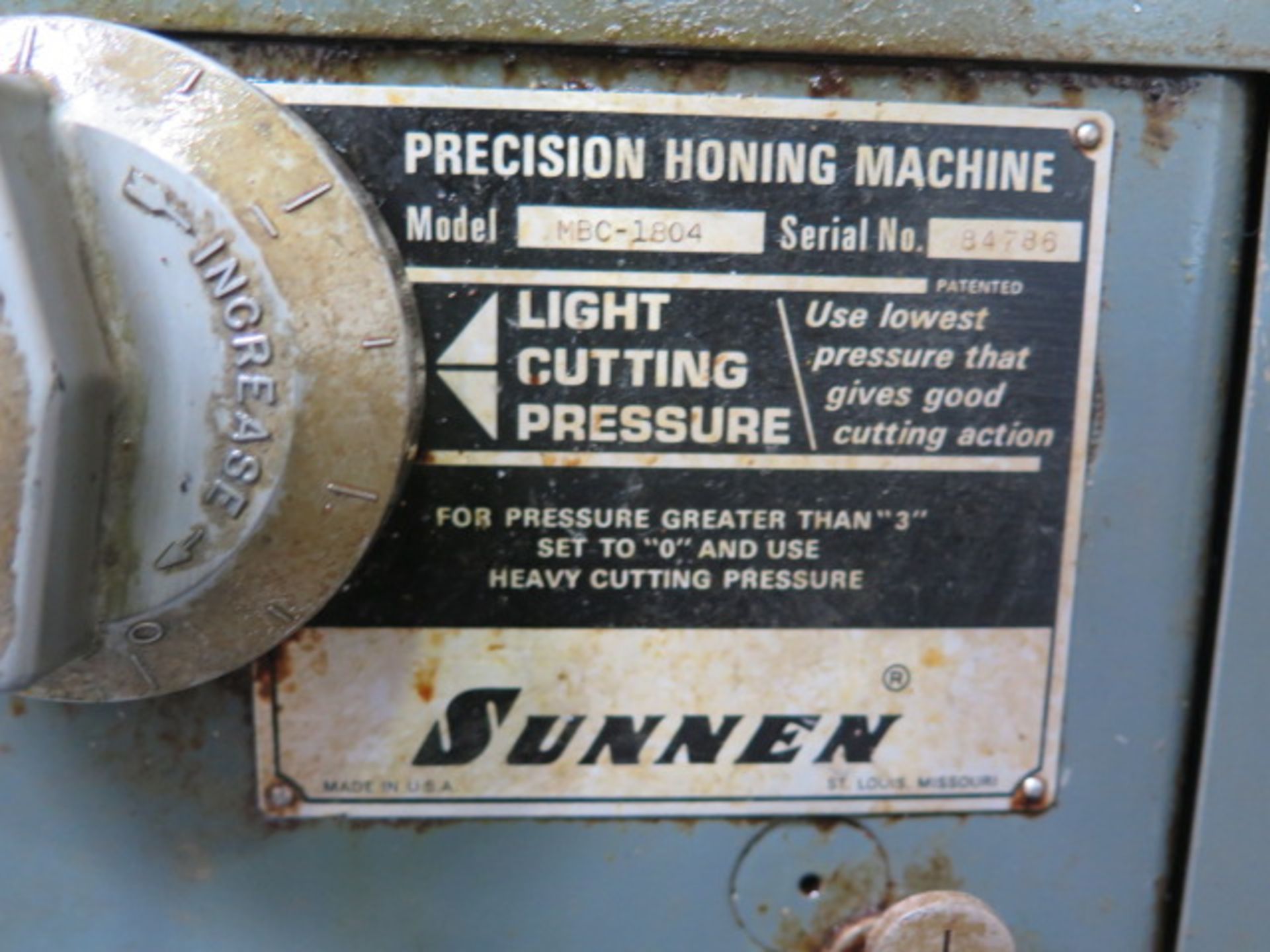 Sunnen MBC-1804 Precision Honing Machine s/n 84786 e/ Power Stroke, Coolant (SOLD AS-IS - NO - Image 9 of 9