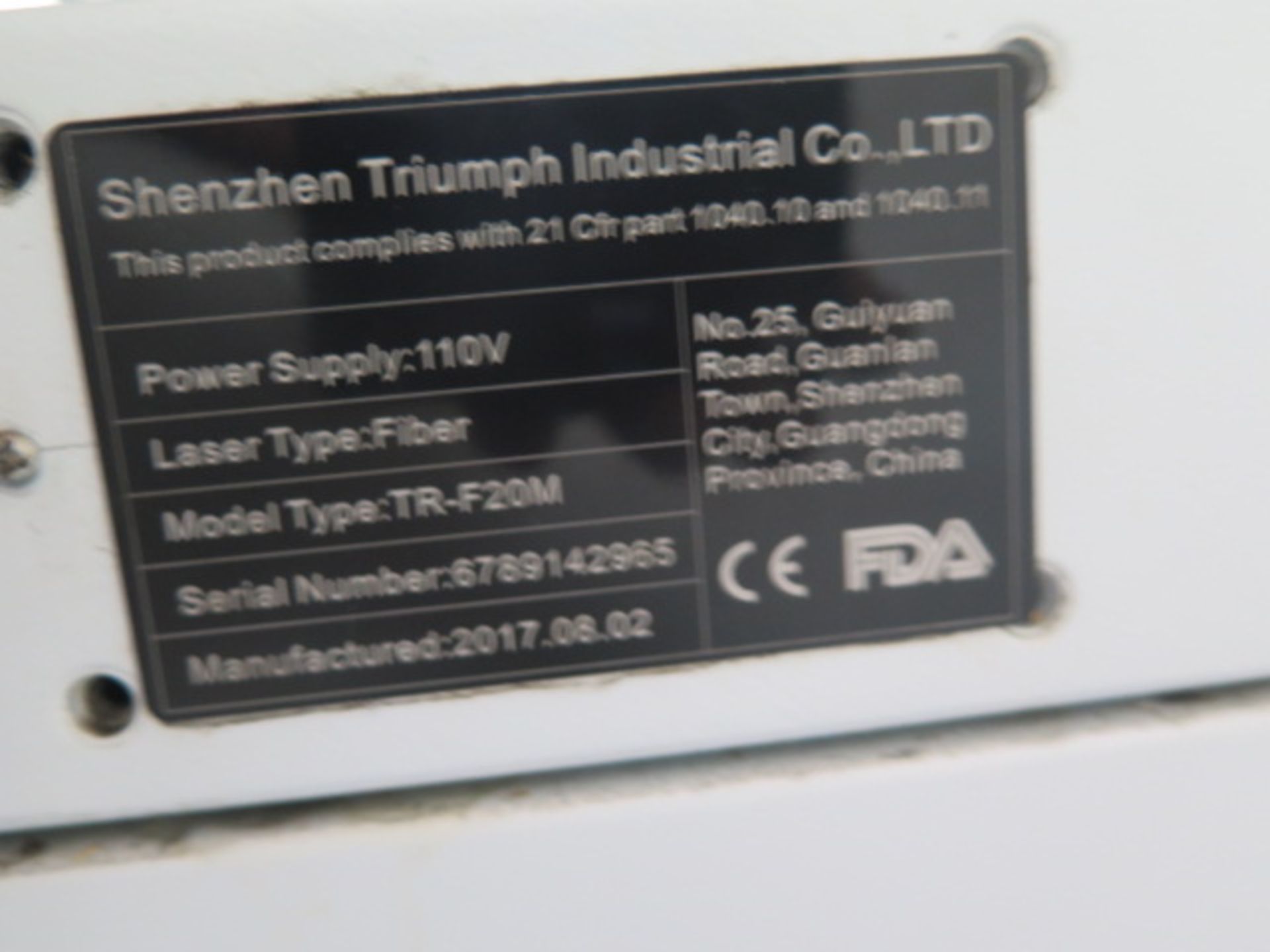 2017 Shenzhen Triumph Industrial mdl TR-F20M Fiber Laser Engraving Machine s/n 6789142965 (NEEDS DRI - Image 12 of 12