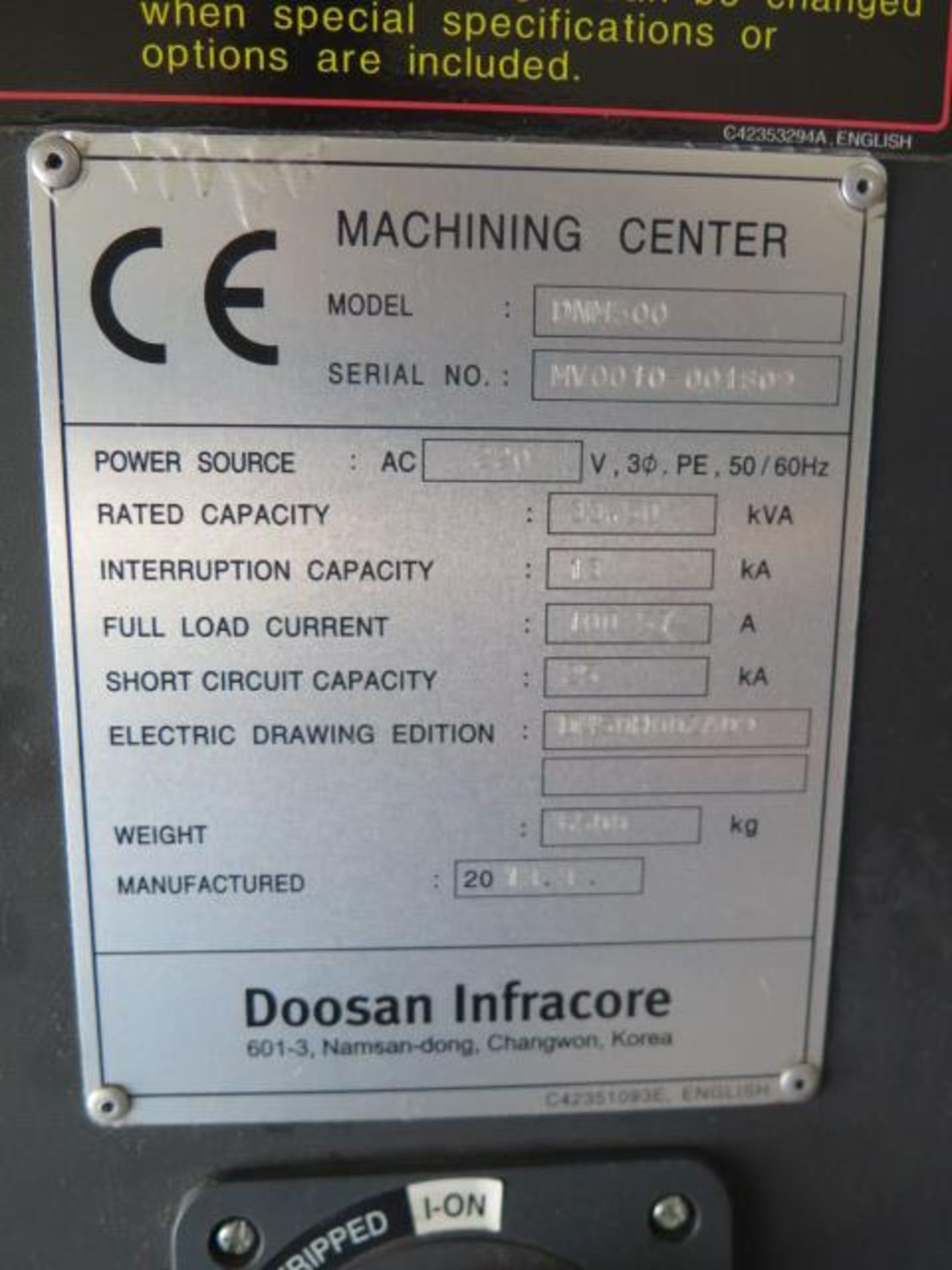 2013 Doosan DNM 500 CNC VMC s/n MV0010-001809 w/ Doosan-Fanuc i Series, 30 ATC, SOLD AS IS - Image 19 of 19