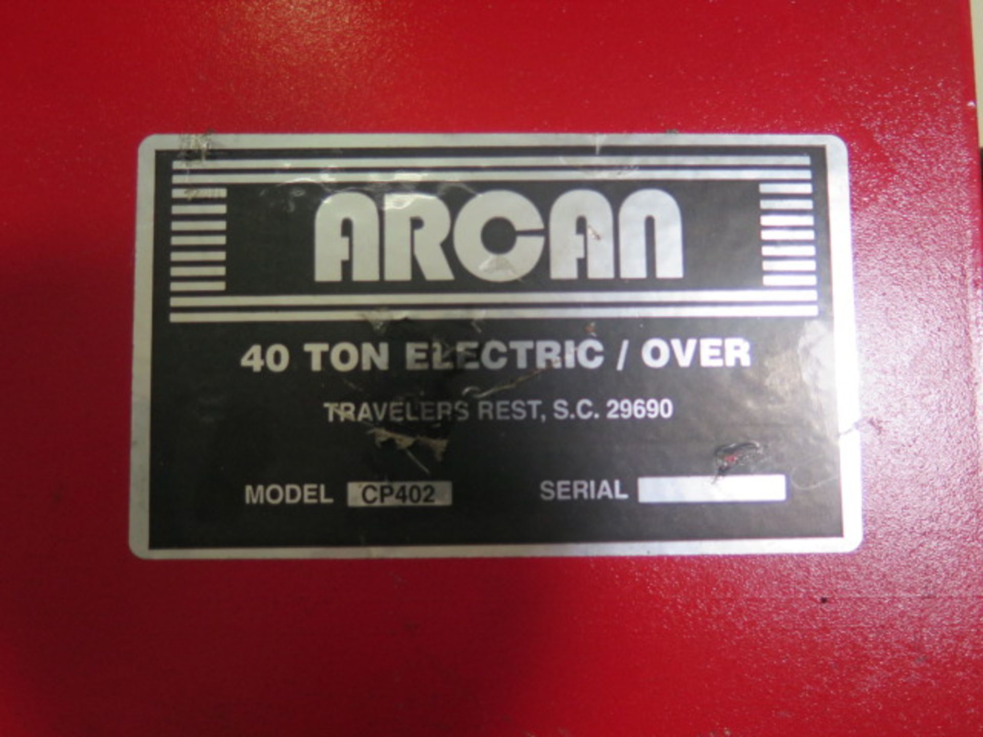 Arcan CP-40Z 40 Ton Electric / Hydraulic H-Frame Press w/ Rolling Base (SOLD AS-IS - NO WARRANTY) - Image 7 of 8