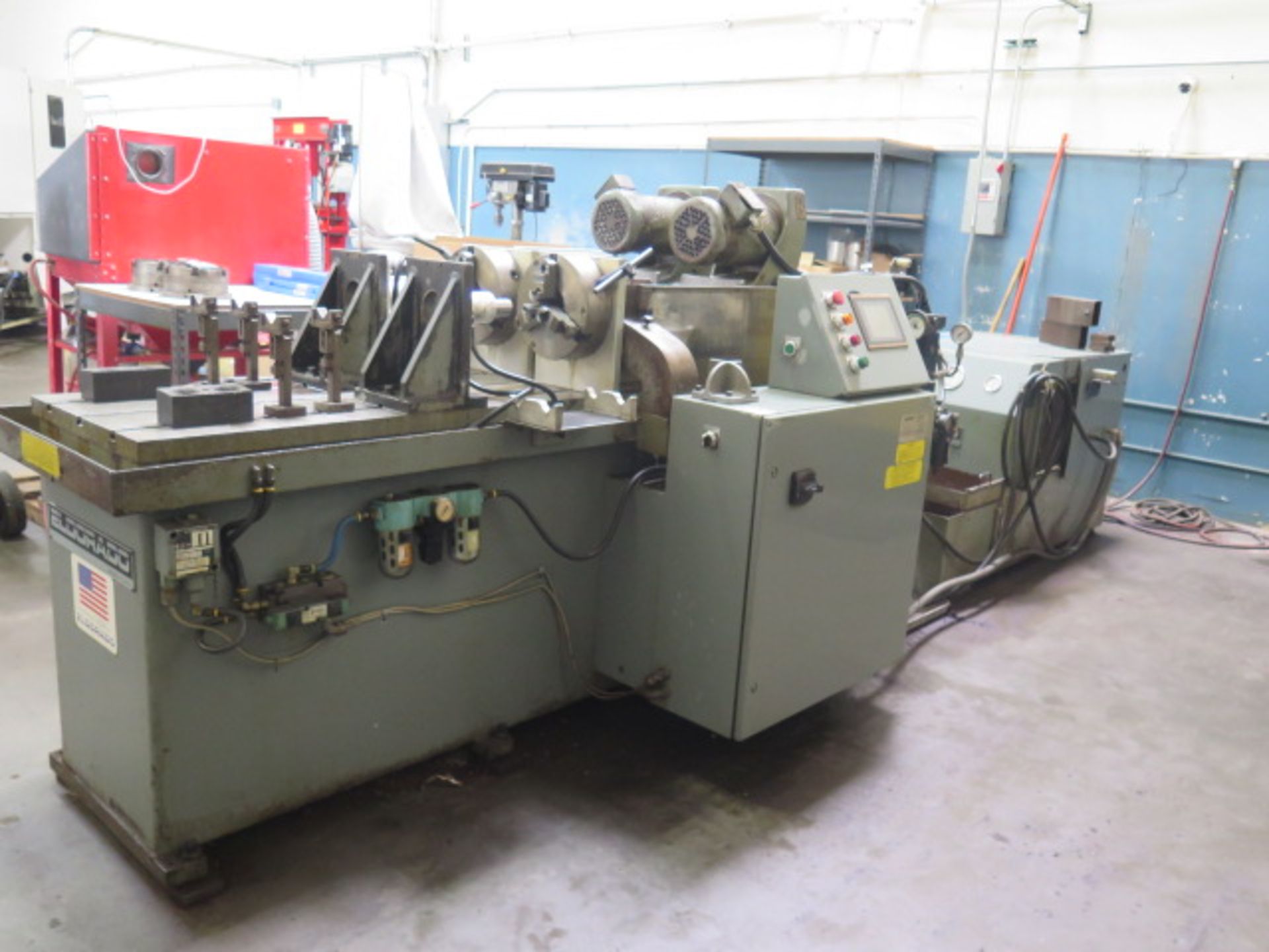 Mega M90-0029 Twin Head Gun Drill Machine w/ PLC Controls (For Each Head), (2) 10” 3-Jaw, SOLD AS IS - Image 2 of 13