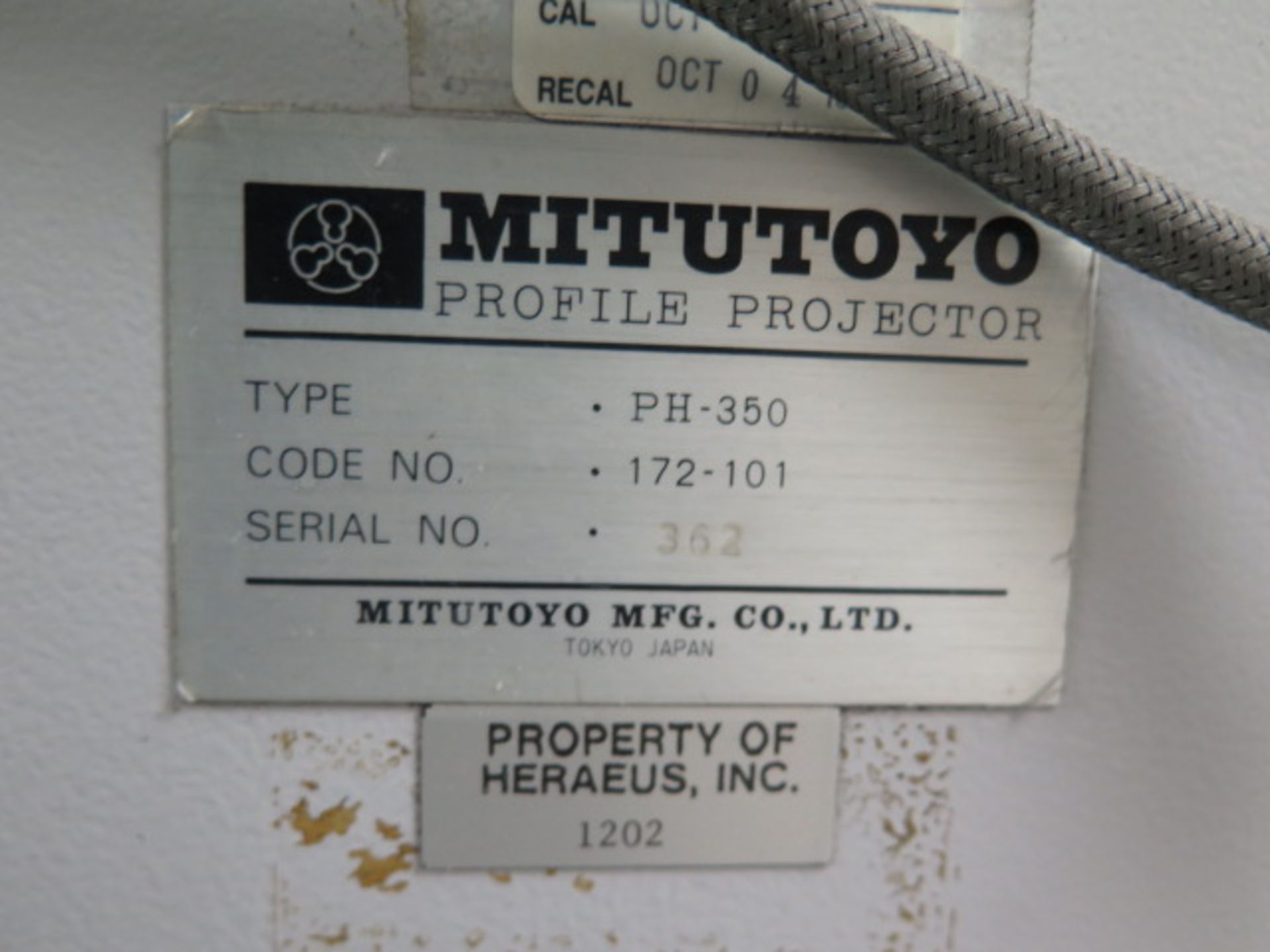 Mitutoyo PH-350 13" Optical Comparator s/n 362 w/ Mitutoyo DRO's, 20X and 50X Lenses, SOLD AS IS - Image 12 of 12