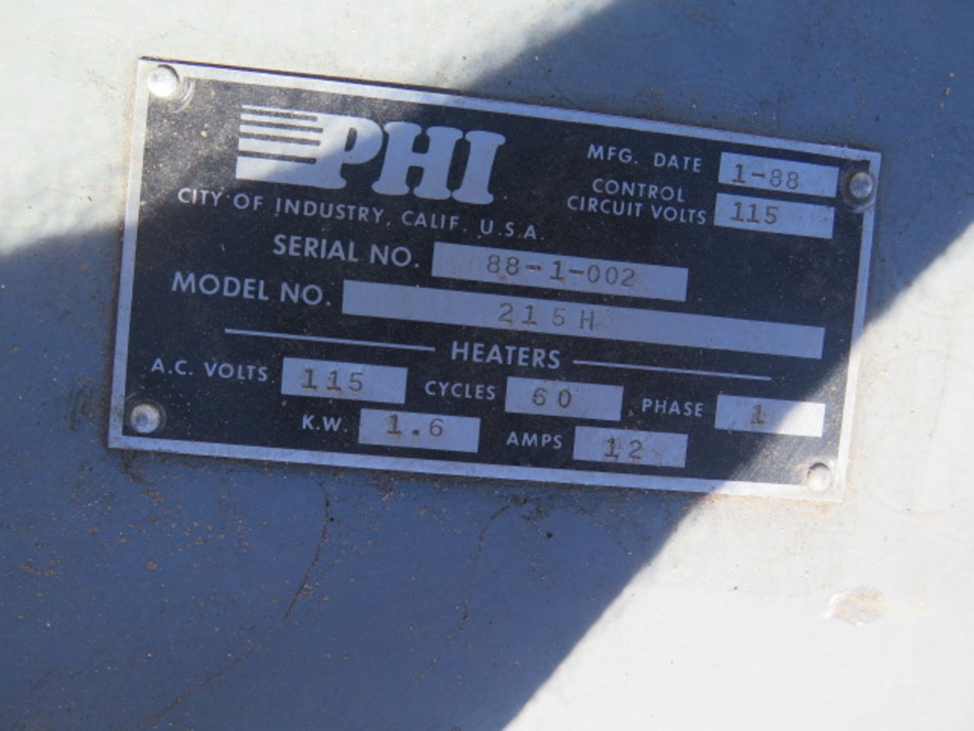 PHI mdl. 215H 4000 PSI Hydraulic Test Stand s/n 88-1-002 (SOLD AS-IS - NO WARRANTY) - Image 8 of 8