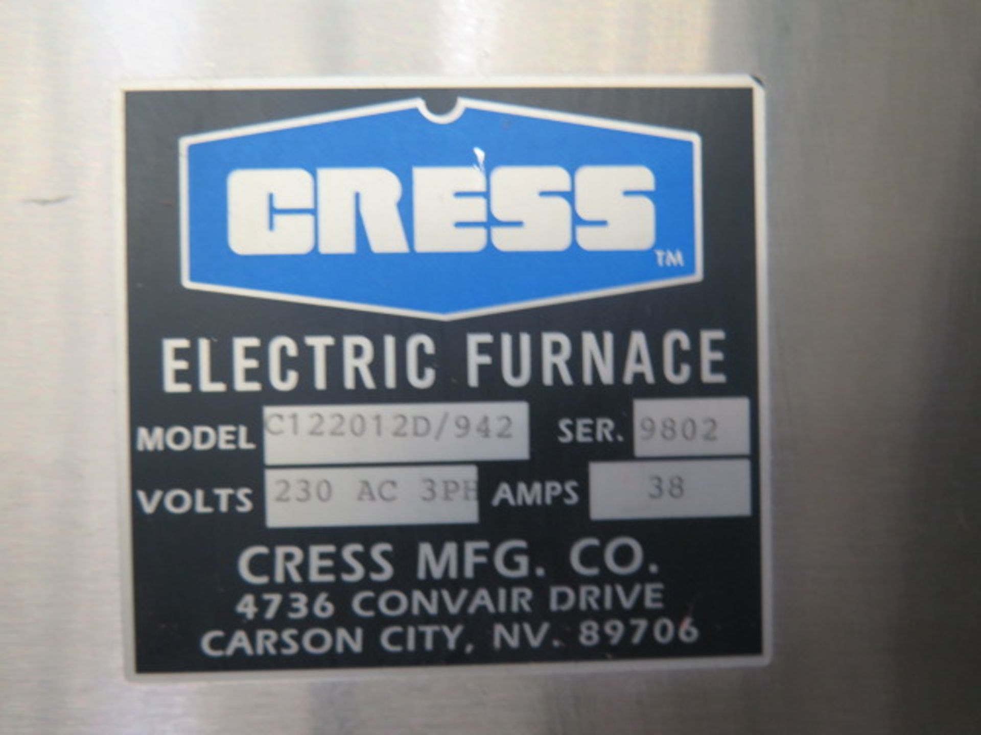 Cress C122012D/942 38-Amp Dual Electric Furnace s/n 9802 w/ Dugital Temp Controllers (SOLD AS-IS - - Image 11 of 11