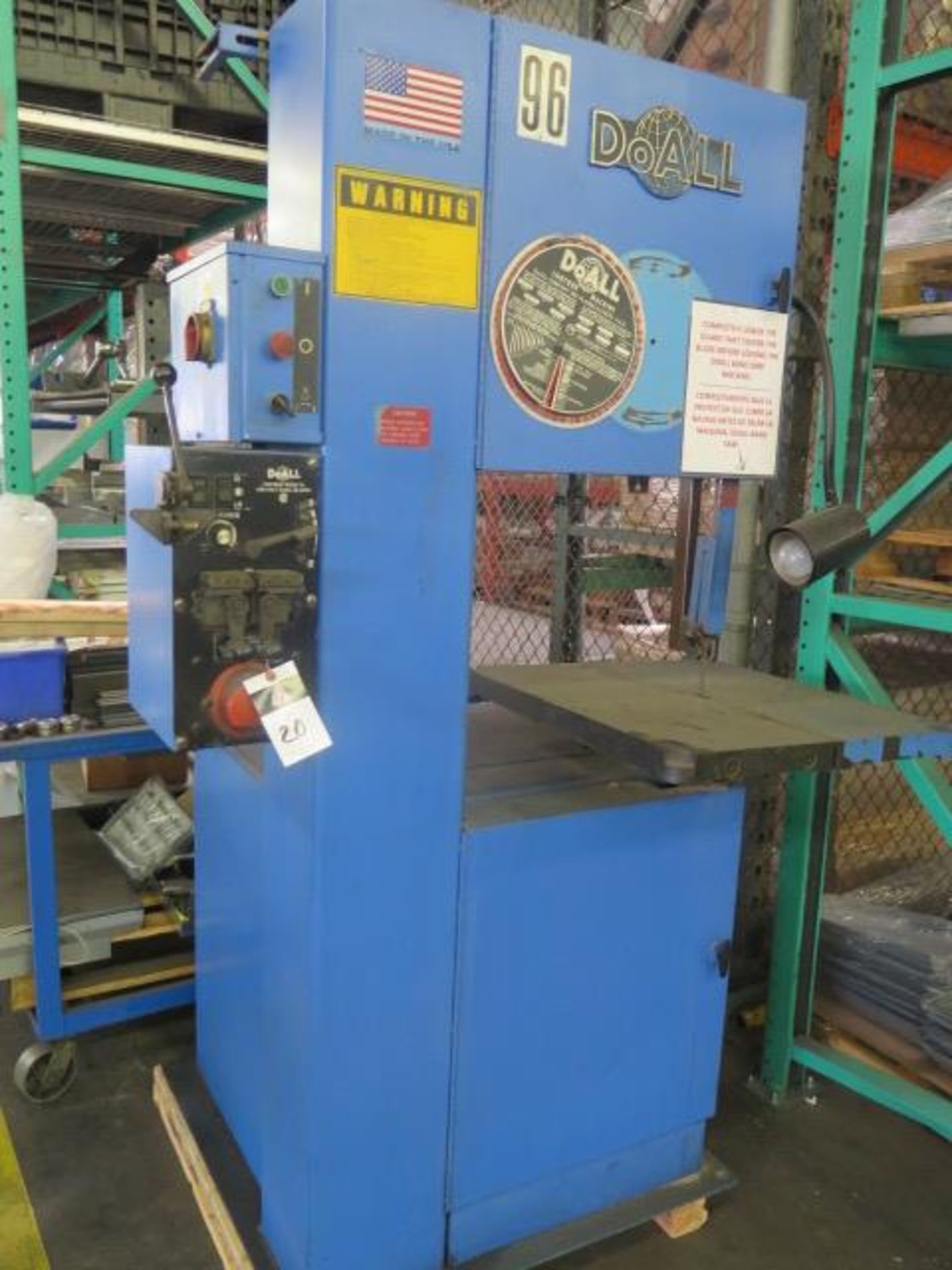 DoAll 2013-V 20" Vertical Band Saw s/n 499-92118 w/ Blade Welder (SOLD AS-IS - NO WARRANTY) - Image 2 of 7