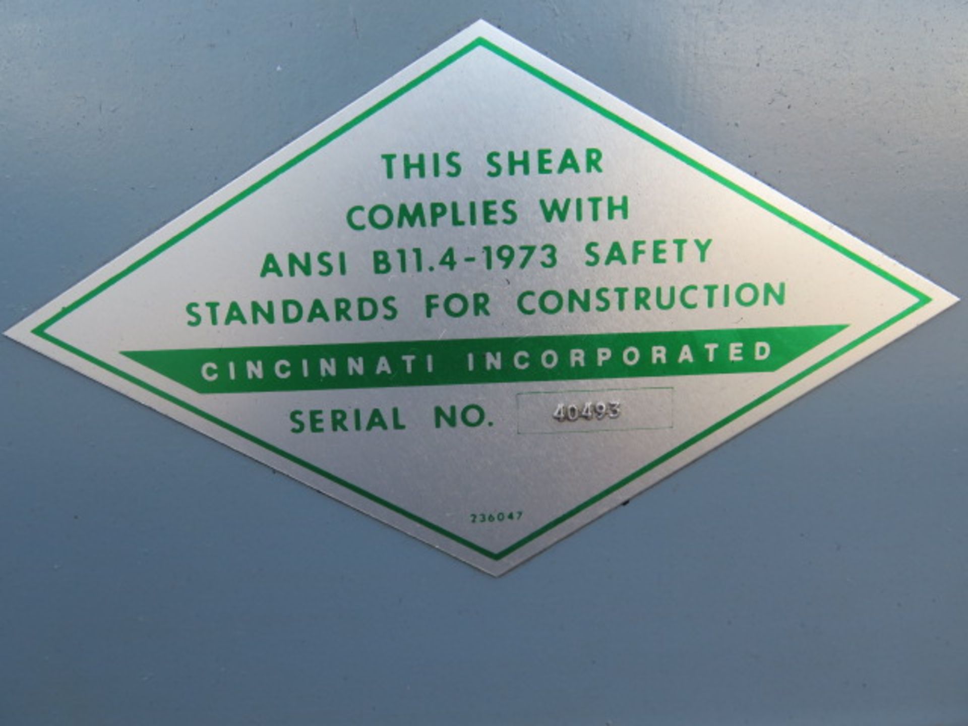 Cincinnati 1812 1/4" x 12' Cap Power Shear s/n 40493 w/ Cinc Controls and Back Gauging, SOLD AS IS - Image 12 of 12